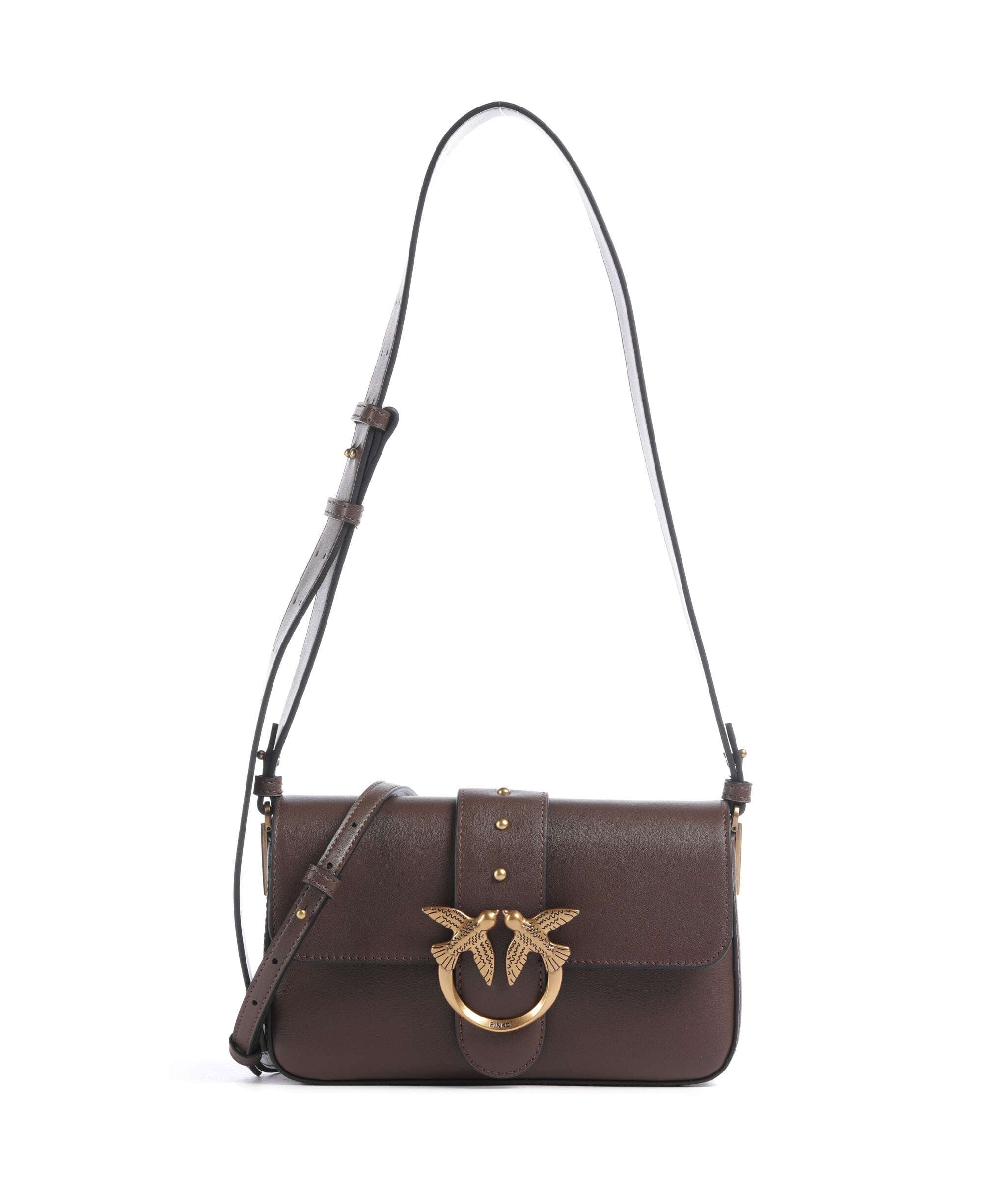 Pinko Love One Mini Slouchy Shoulder bag marrone castano/antique gold