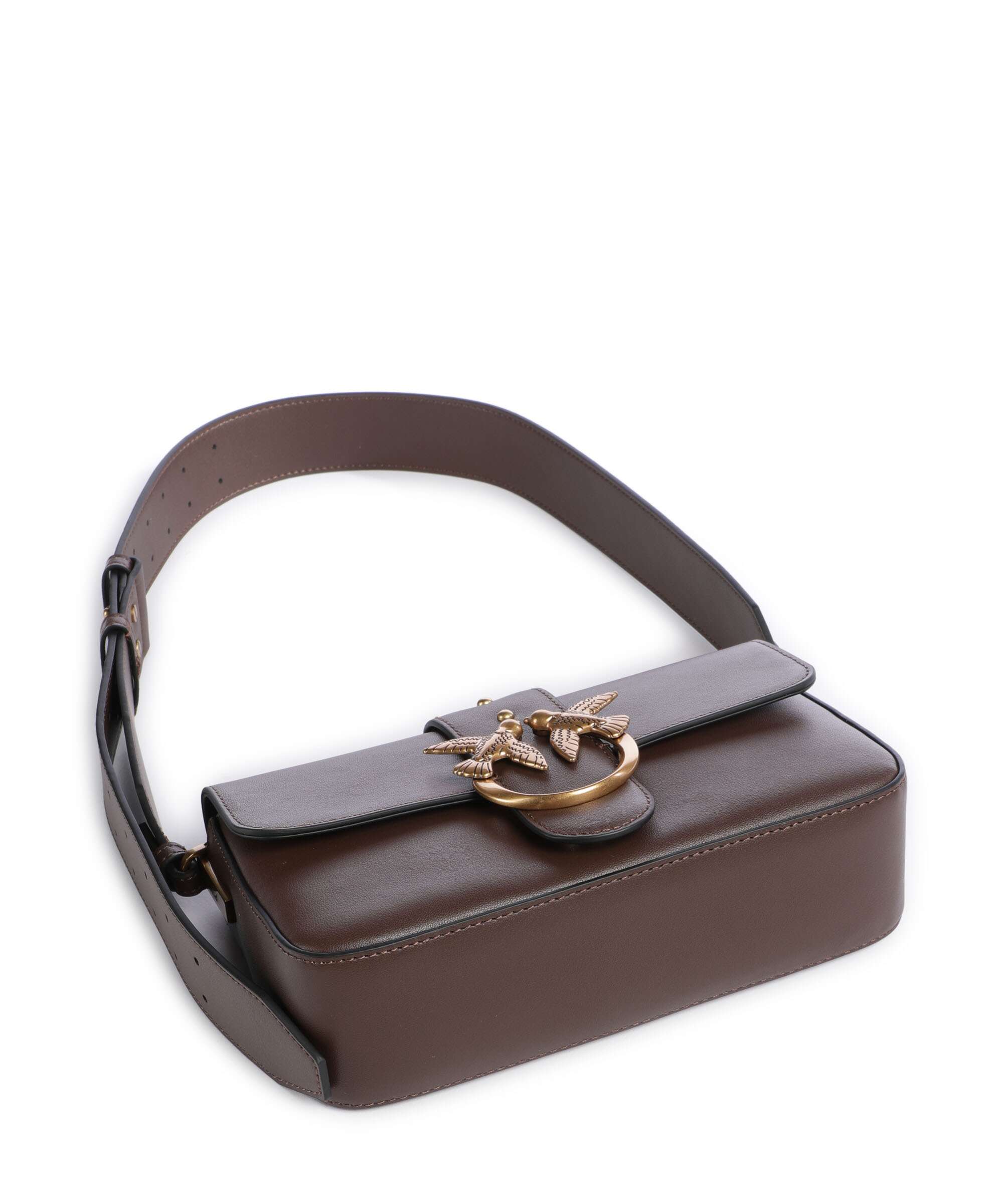 Pinko Love One Mini Slouchy Shoulder bag marrone castano/antique gold