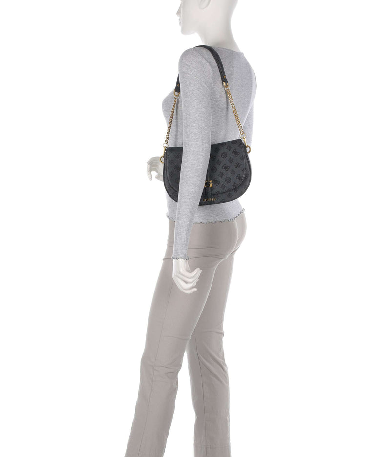 Guess Kuba Shoulder bag charcoal logo