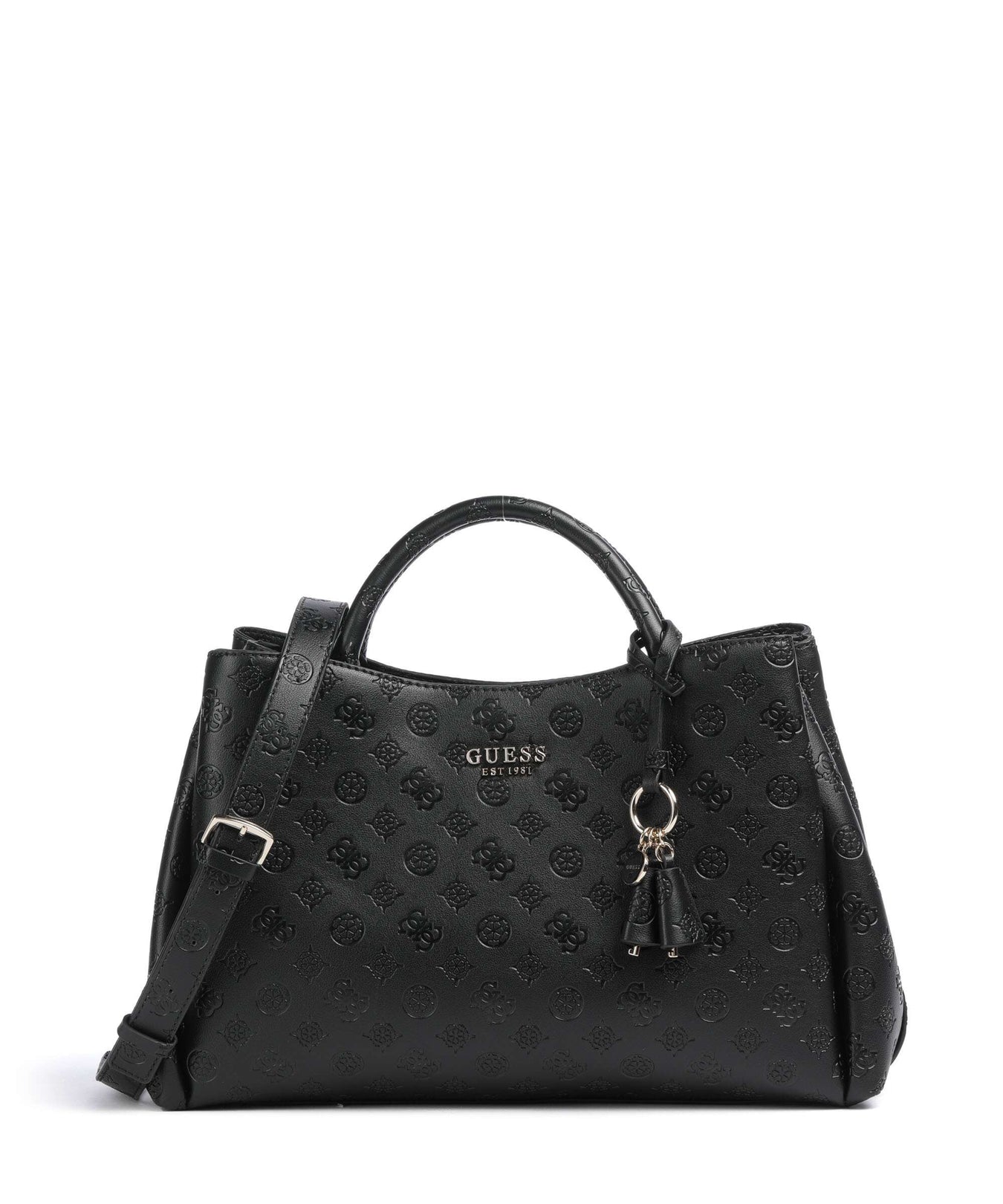 Guess Phoebe Peony Debossed Handbag black logo