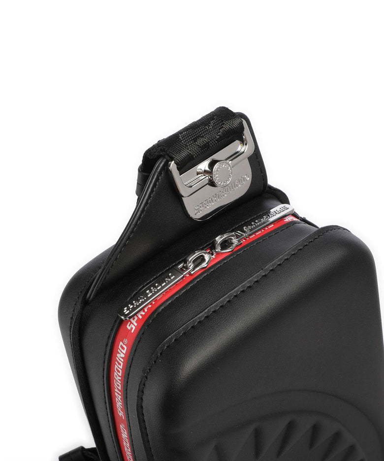 Sprayground Printed Zipper Shark Sling bag black