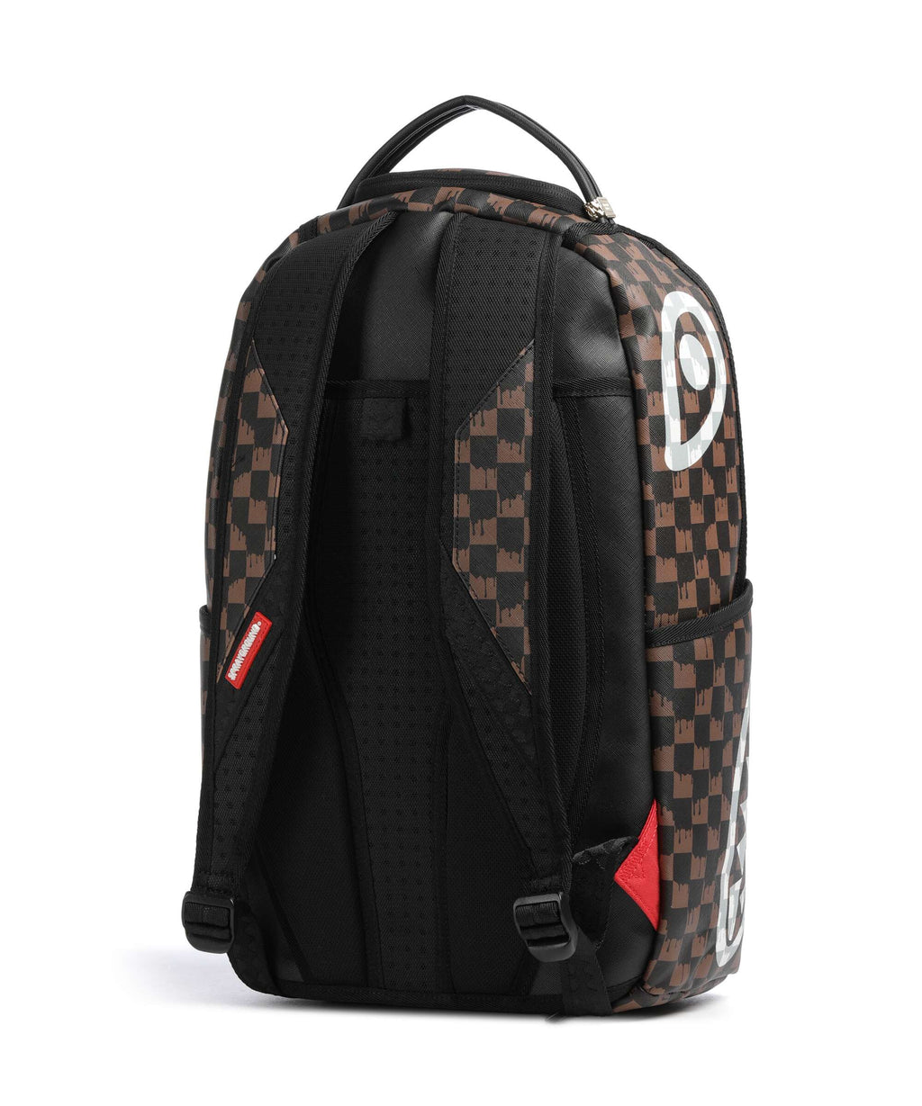 Sprayground Brown And Cream Drip Check Shark Backpack brown