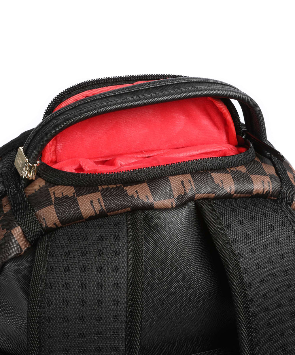 Sprayground Brown And Cream Drip Check Shark Backpack brown