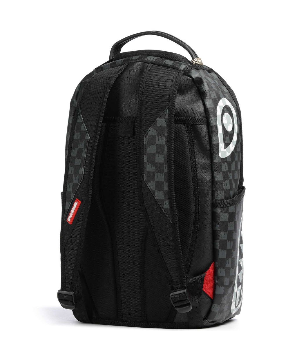 Sprayground Black And White Drip Check Shark Backpack black