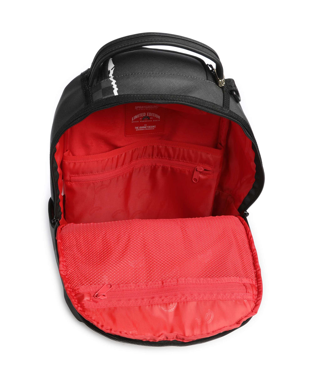 Sprayground Center Rip Revealing Gray Check Backpack black