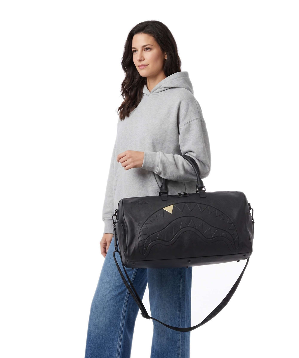 Sprayground Blacked Out Embossed Gold Tooth Weekend bag black