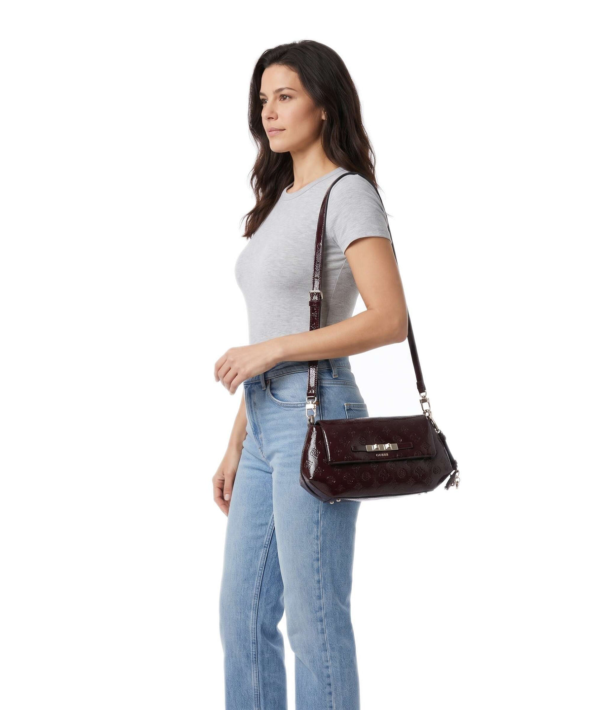 Guess Carmella Crossbody bag burgundy logo