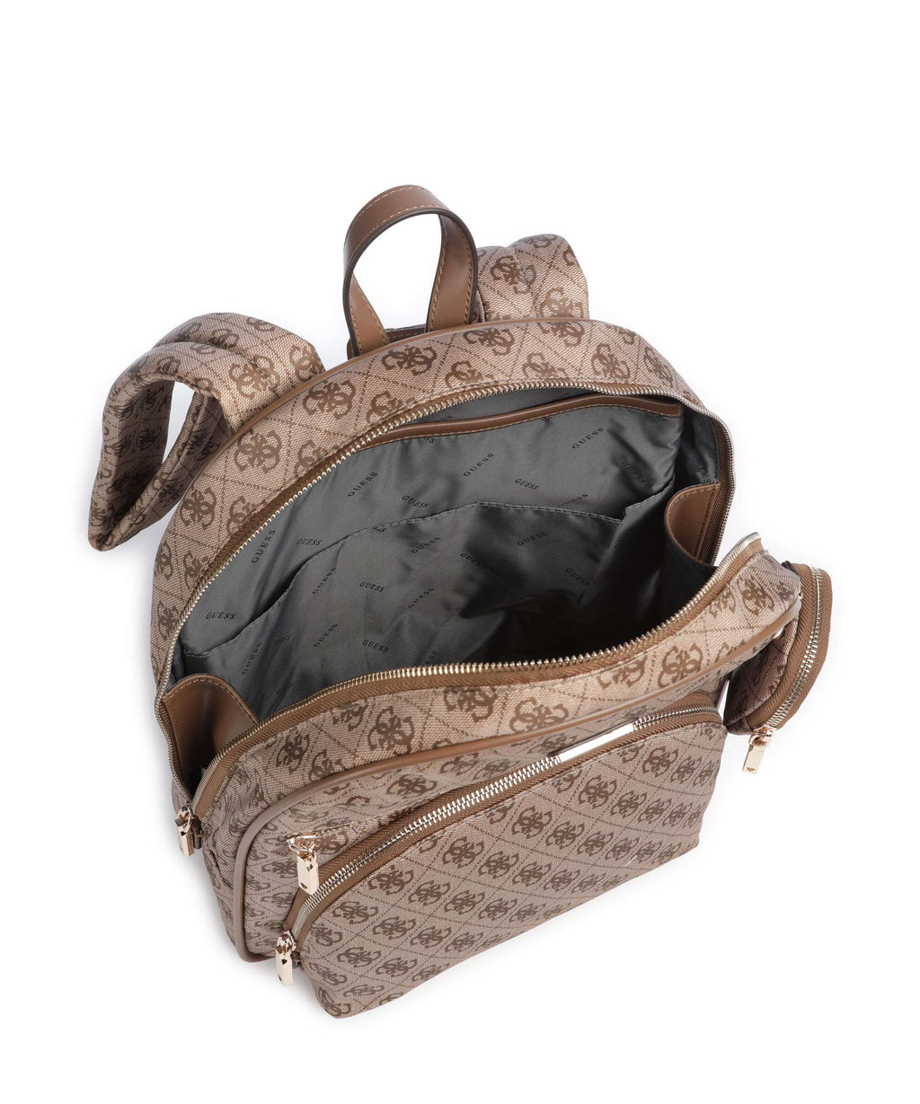 Guess Adrian Tech Logo Large Backpack latte logo