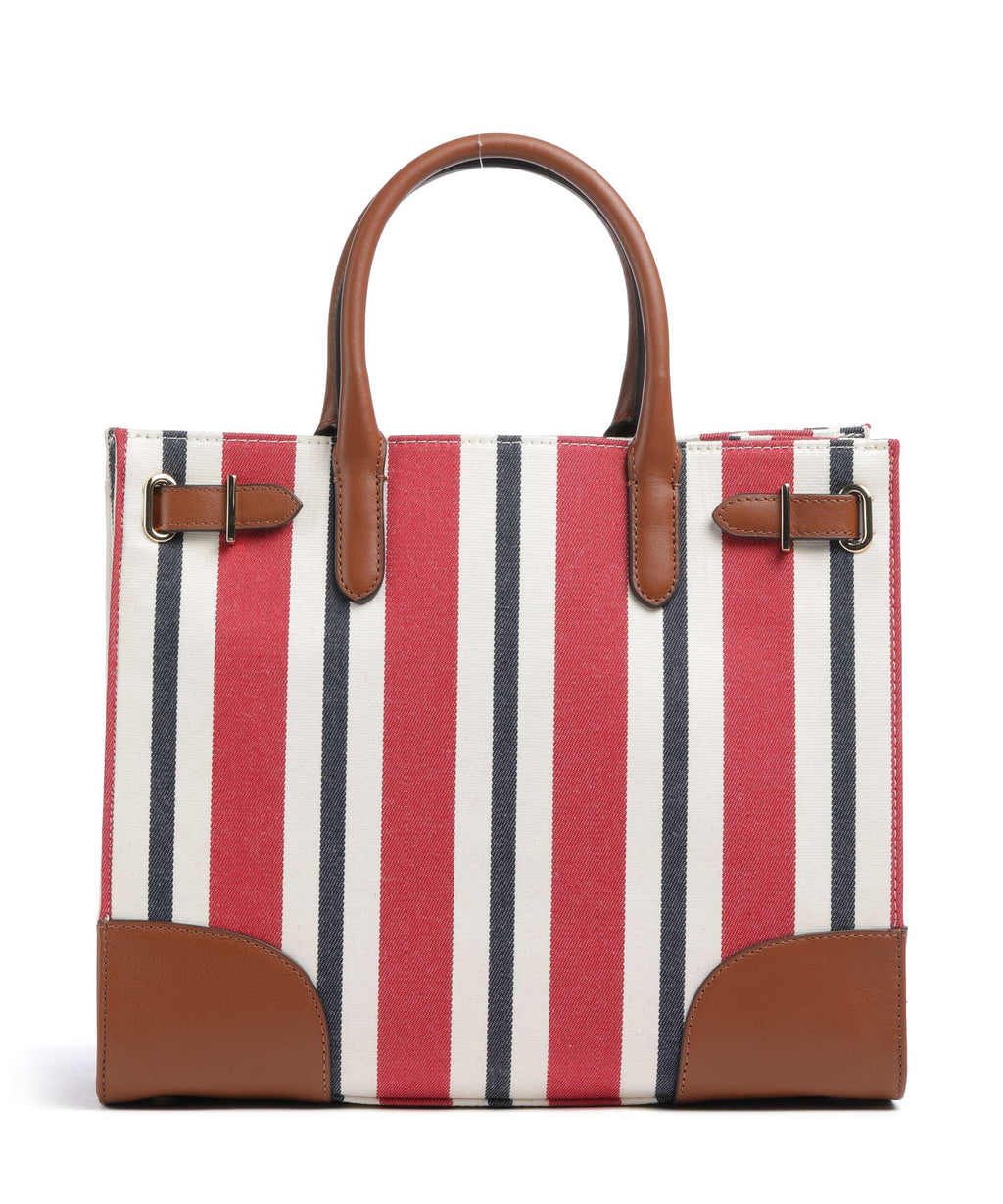 Lauren Ralph Lauren Devyn 42 Handbag festive red strpe/lauren tan