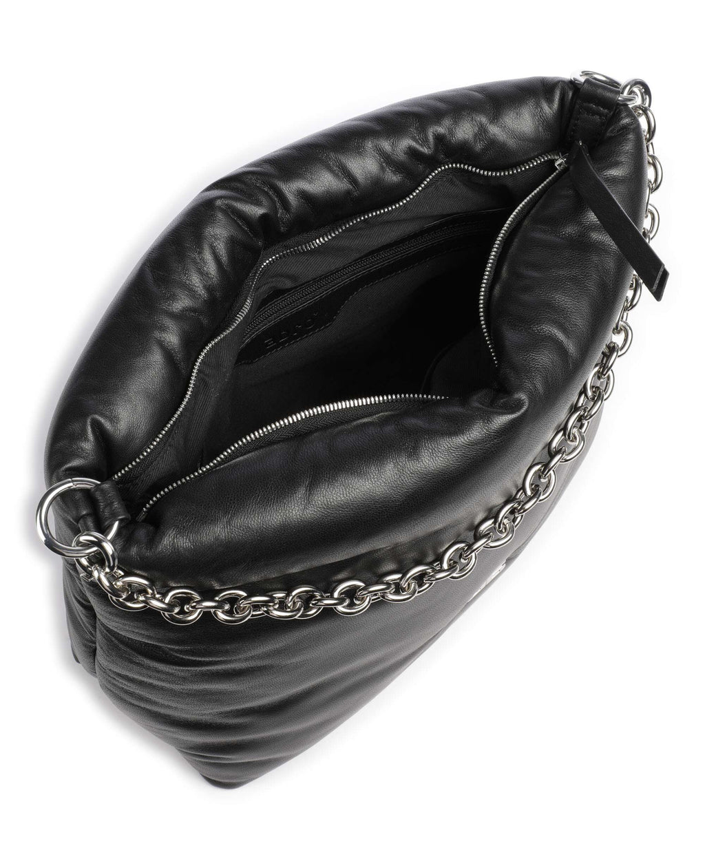Abro Piuma Lucido Puffer Hobo bag black/nickel