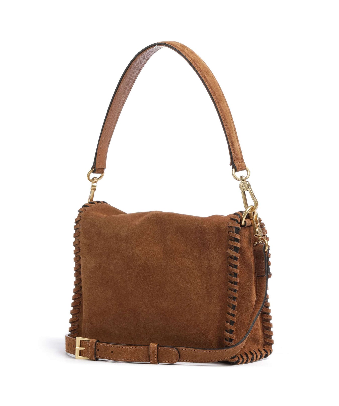 Abro Suede Temi Stitch Shoulder bag cuoio