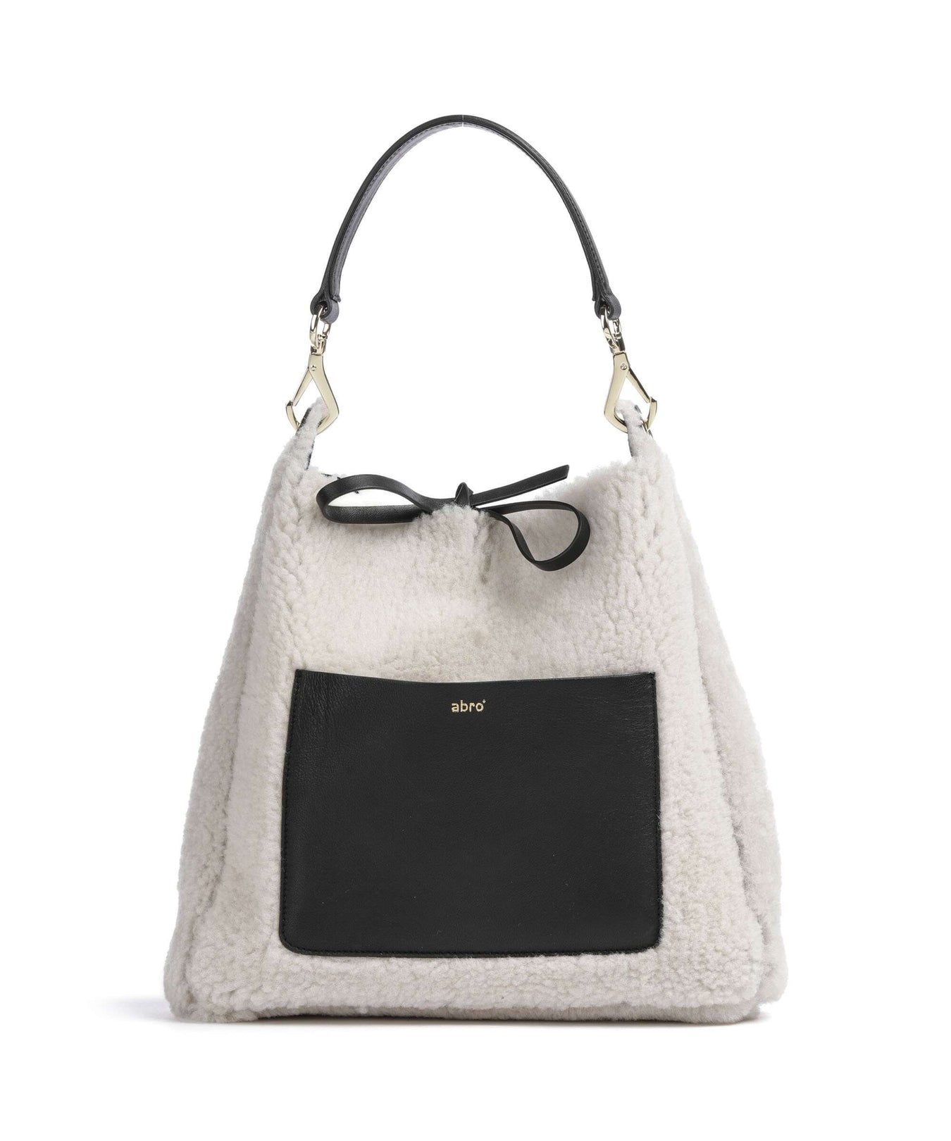 Abro Shearling Raquel Hobo bag black/white