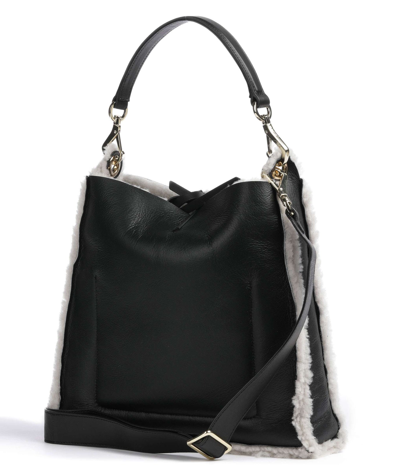 Abro Shearling Raquel Hobo bag black/white