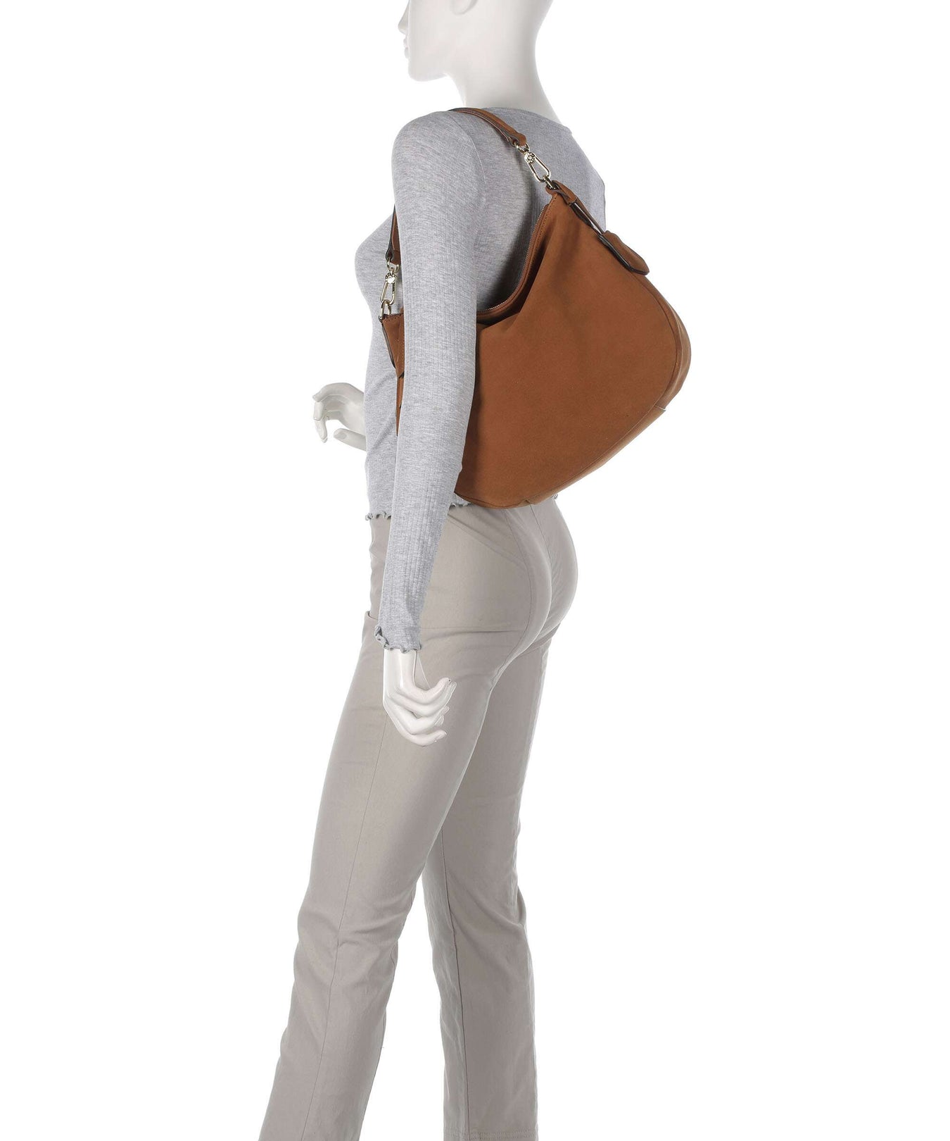 Abro Suede Juna Hobo bag cuoio