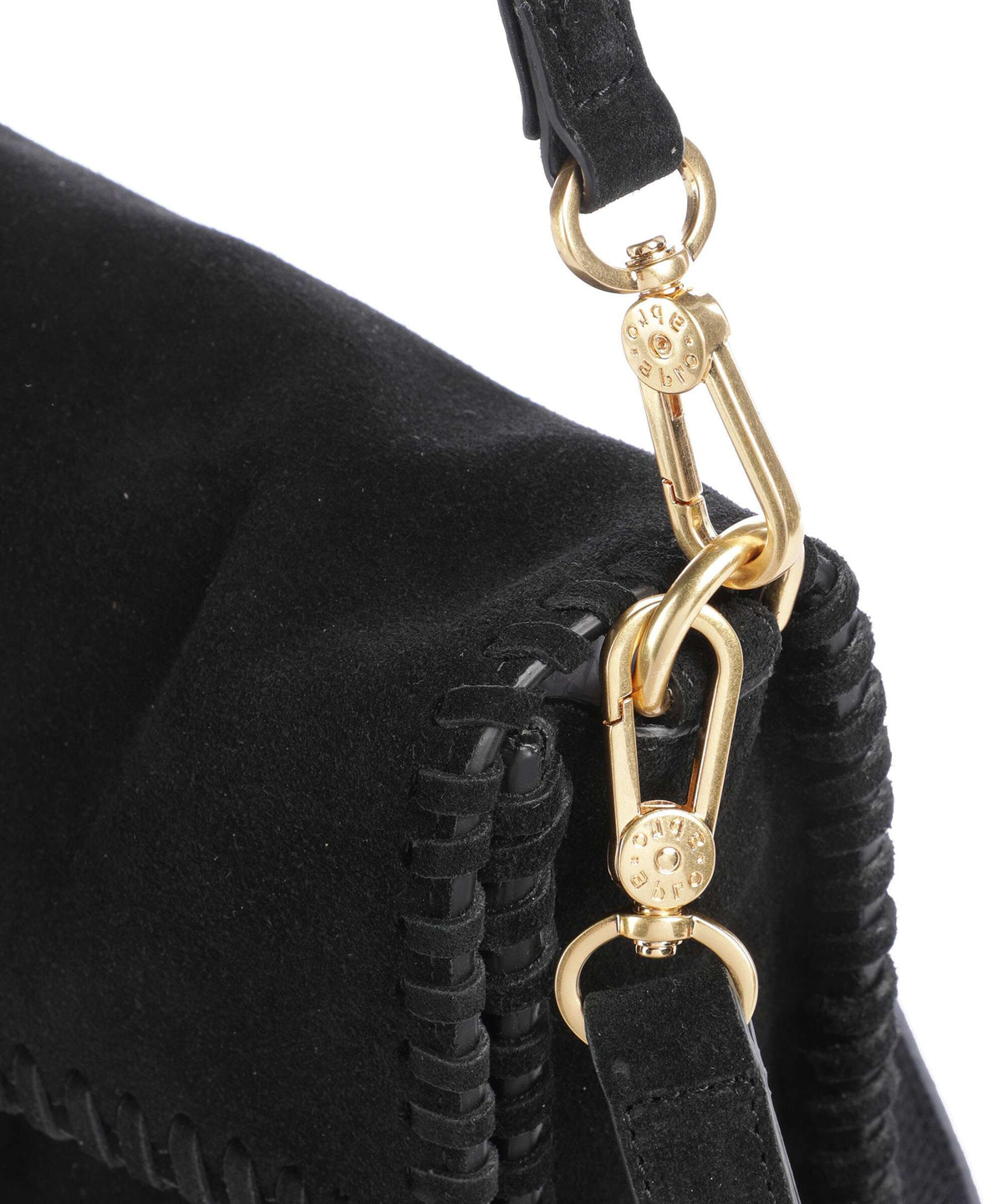Abro Suede Temi Stitch Shoulder bag black/gold