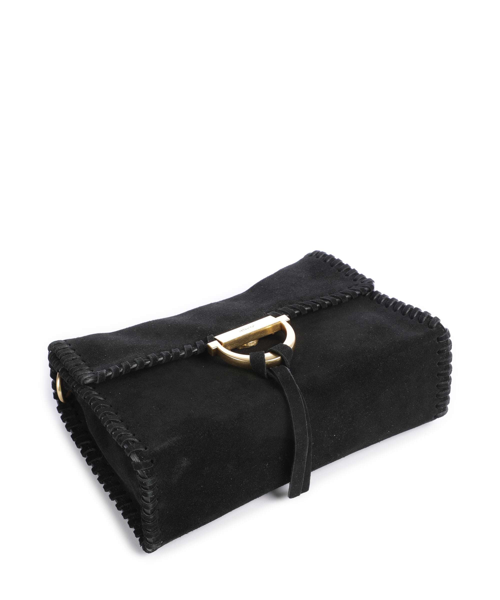 Abro Suede Temi Stitch Shoulder bag black/gold