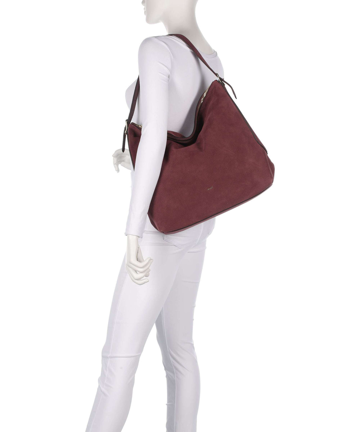 Abro Suede Carina Hobo bag bordeaux