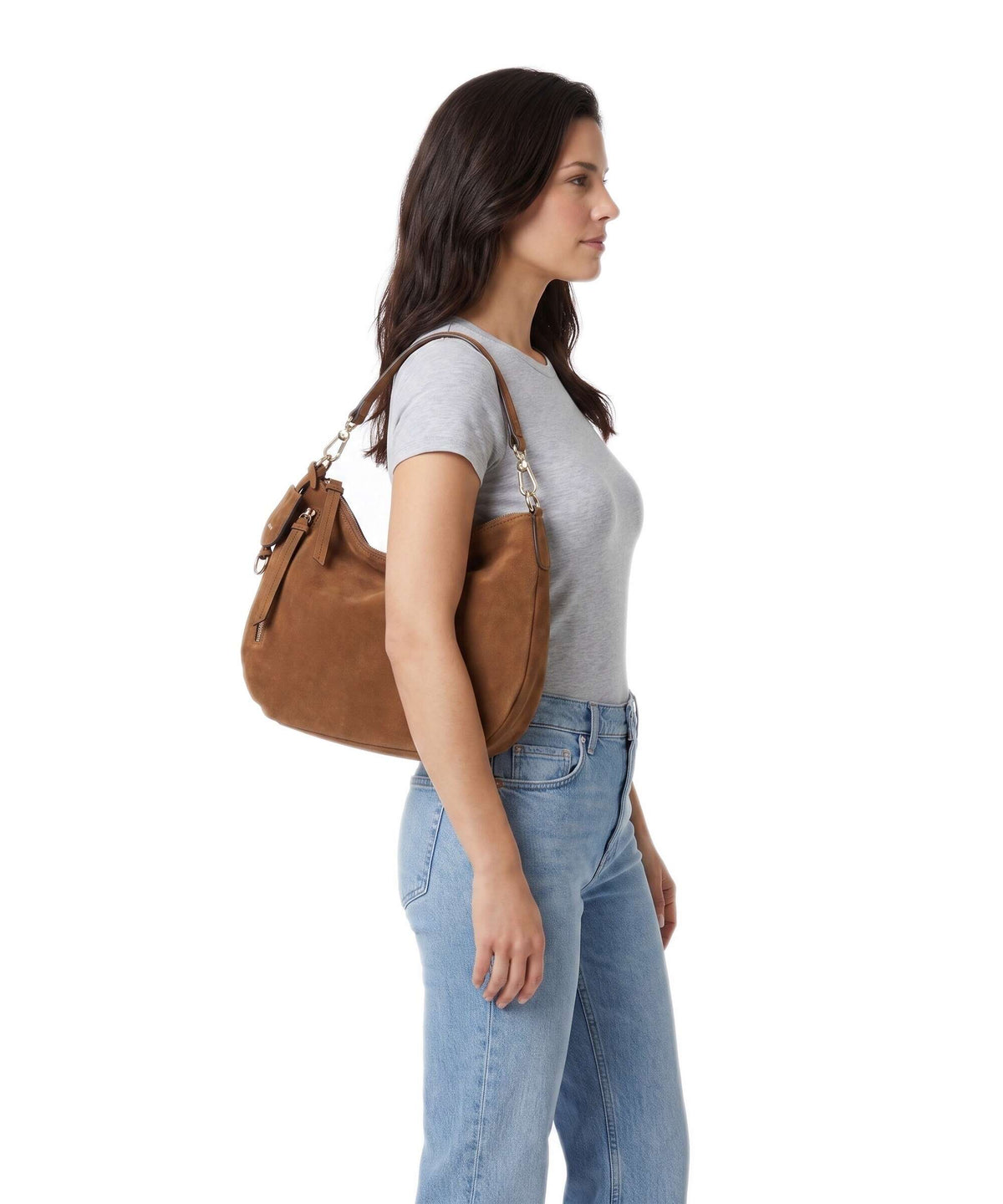 Abro Suede Juna Small Hobo bag cuoio