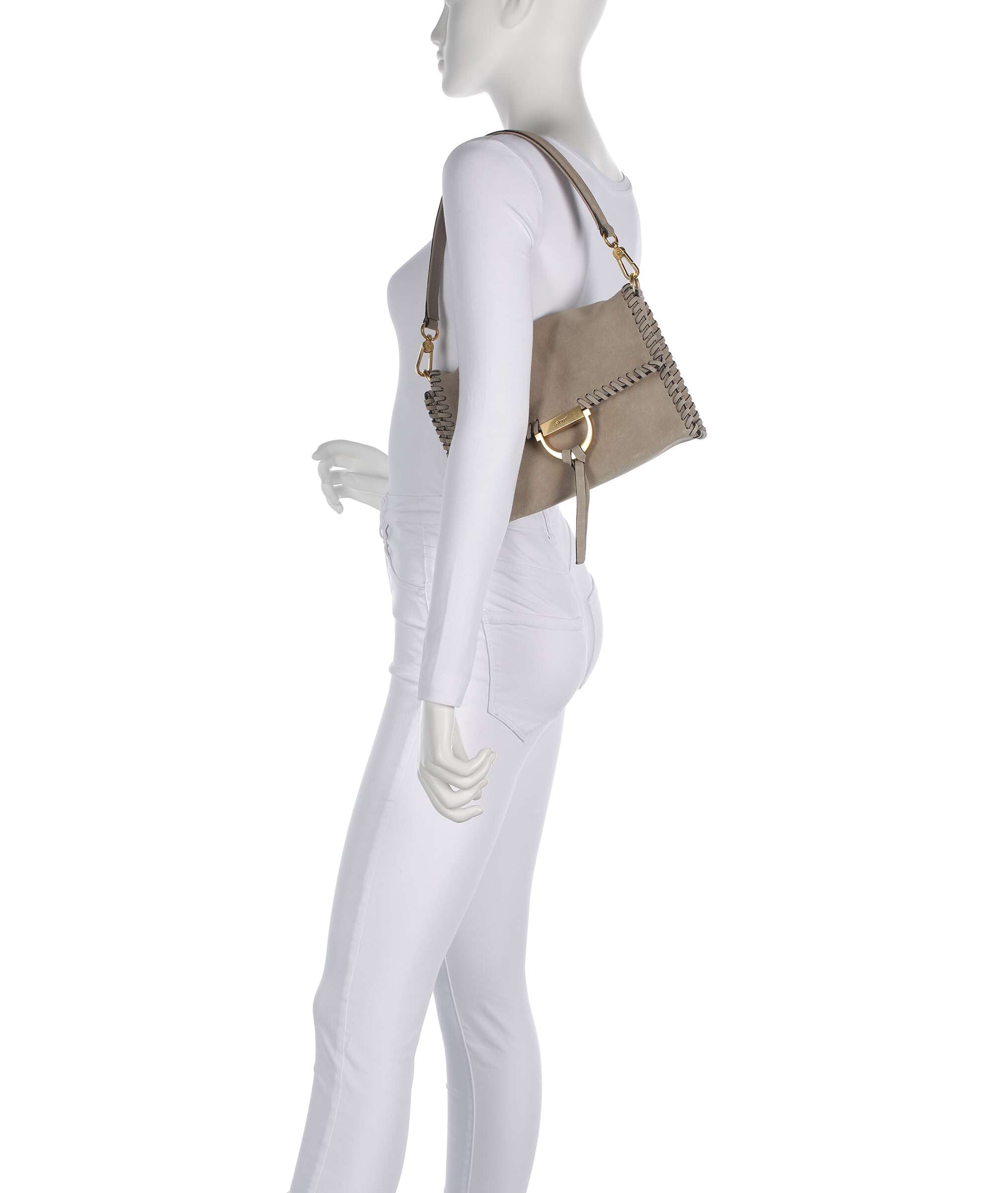 Abro Suede Temi Stitch Shoulder bag siena