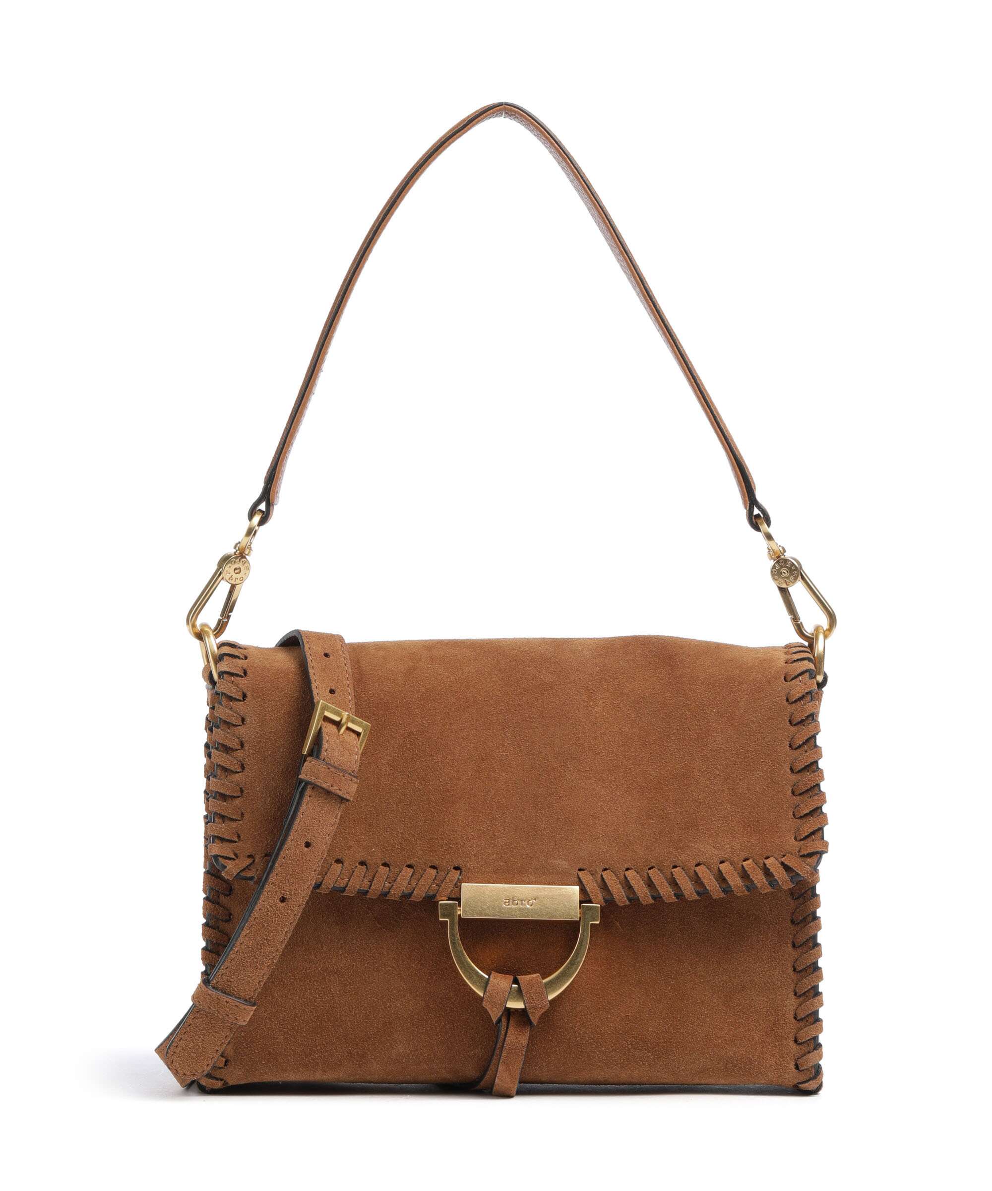 Abro Suede Temi Stitch Shoulder bag cuoio