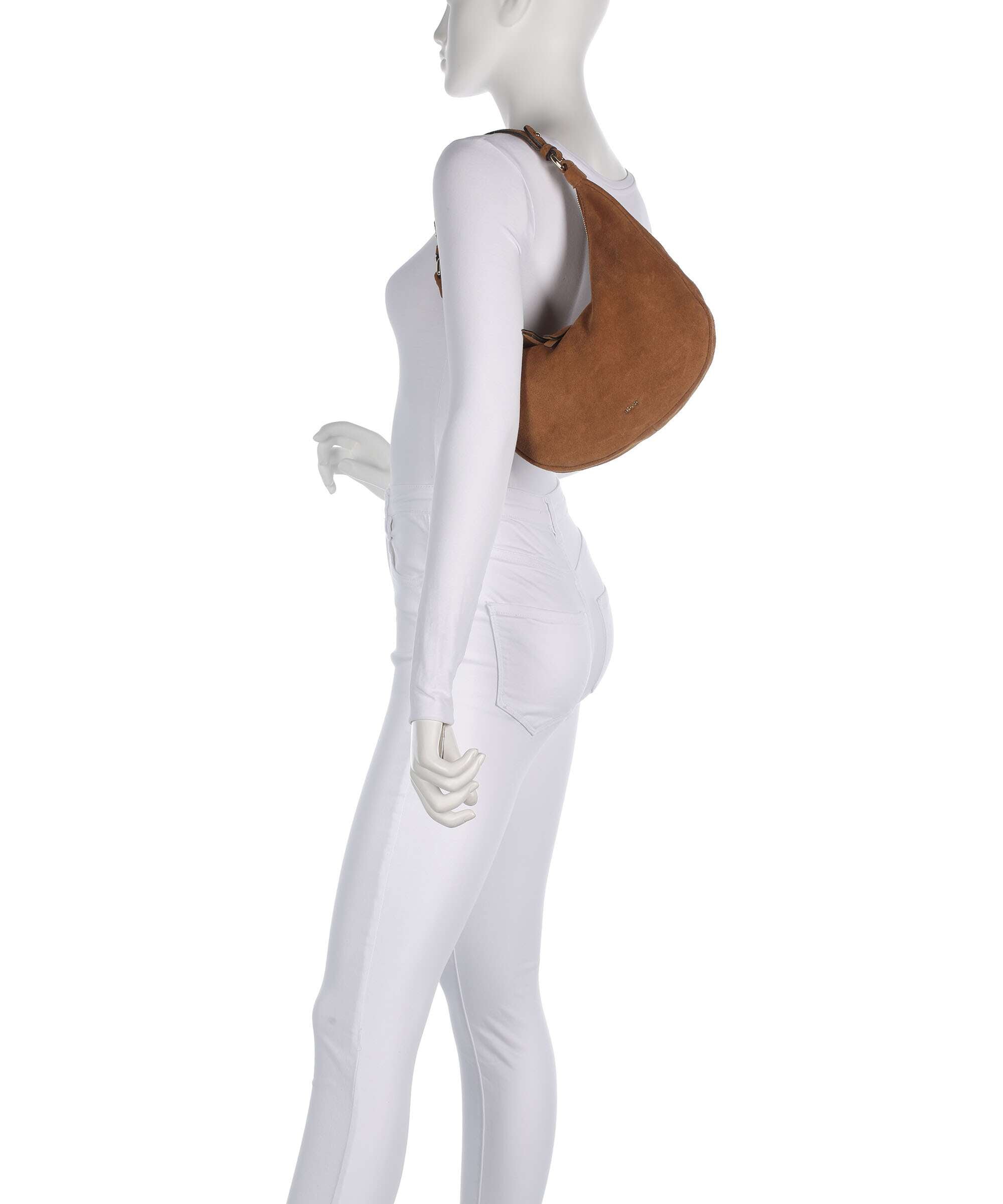Abro Suede Nana Mini Hobo bag cuoio