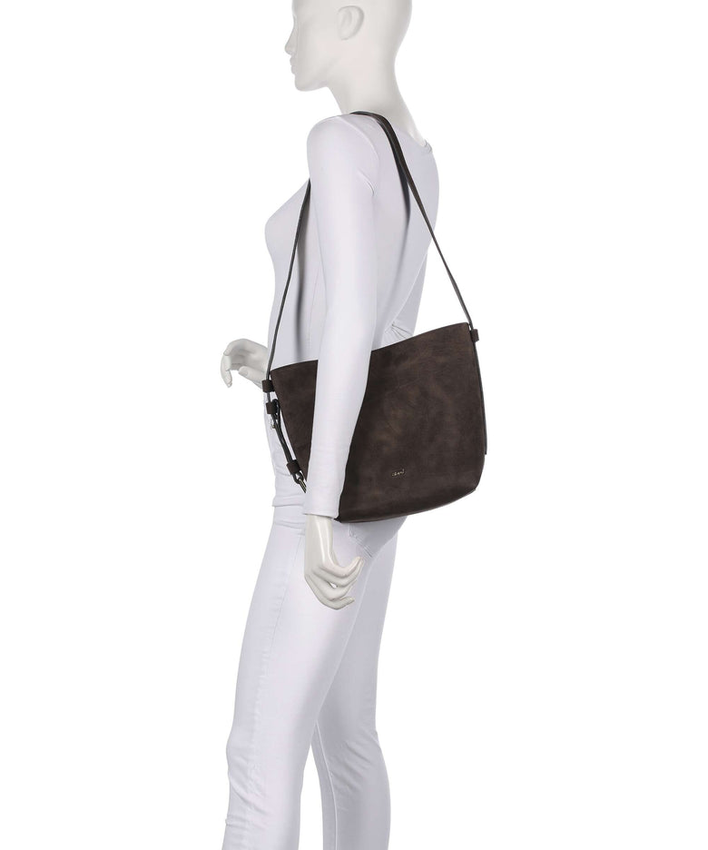 Abro Suede Cosmo Hobo bag dark brown