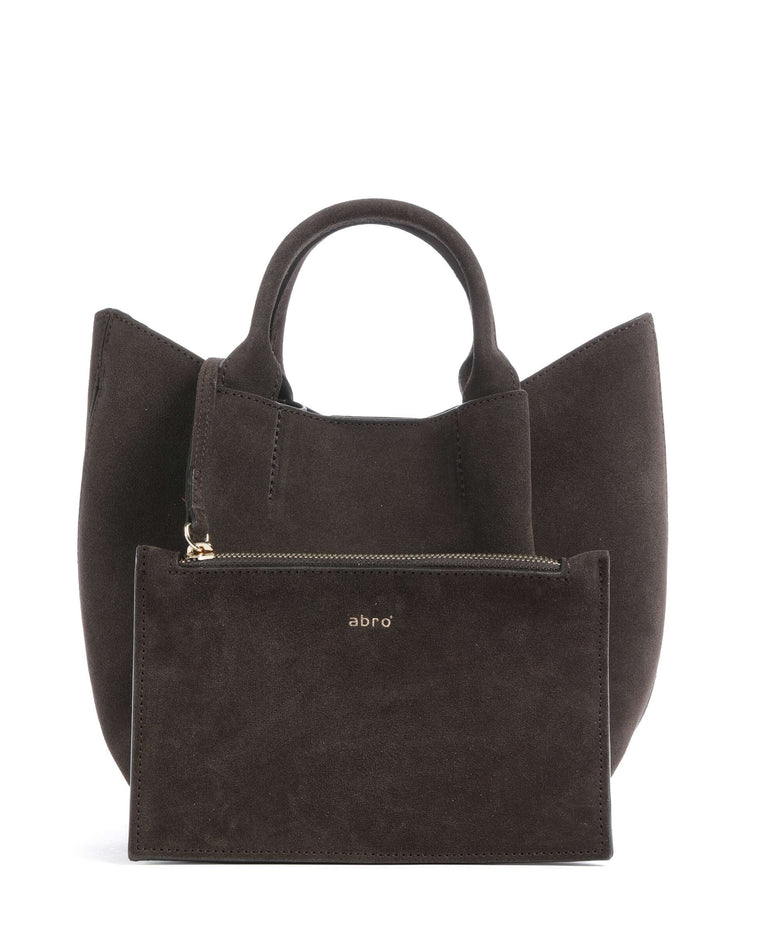 Abro Suede Essential Small Handbag dark brown