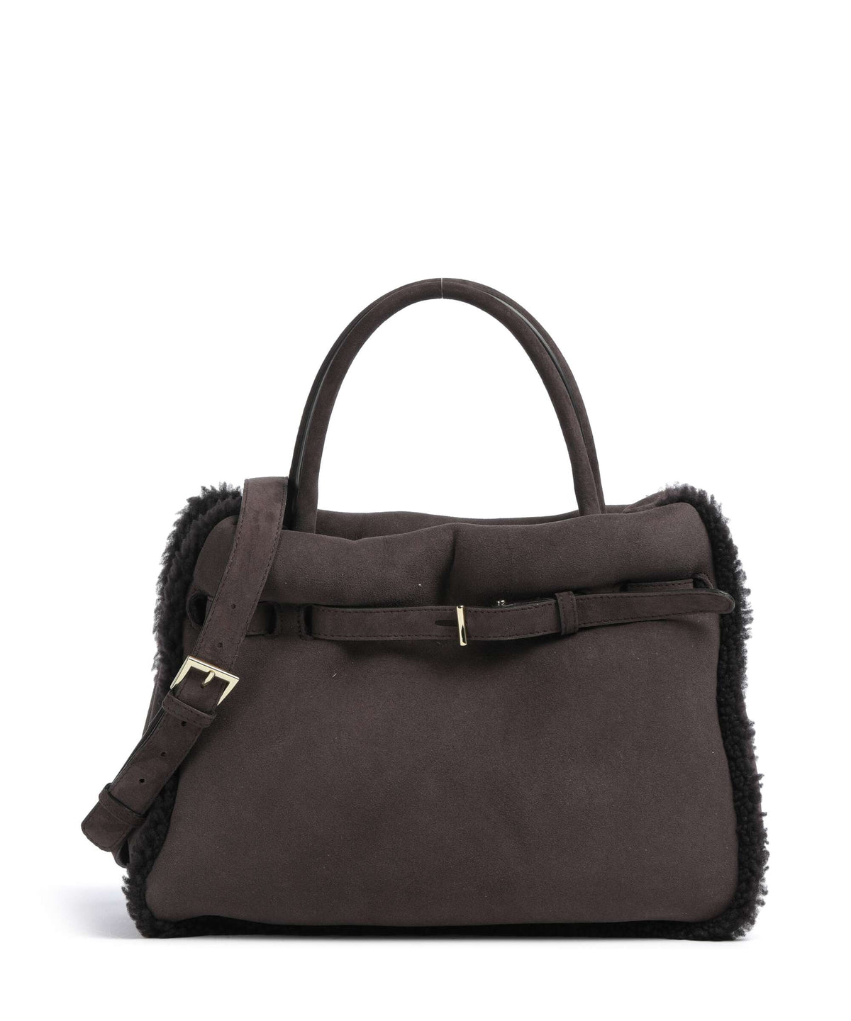 Abro Shearling Jill Handbag dark brown