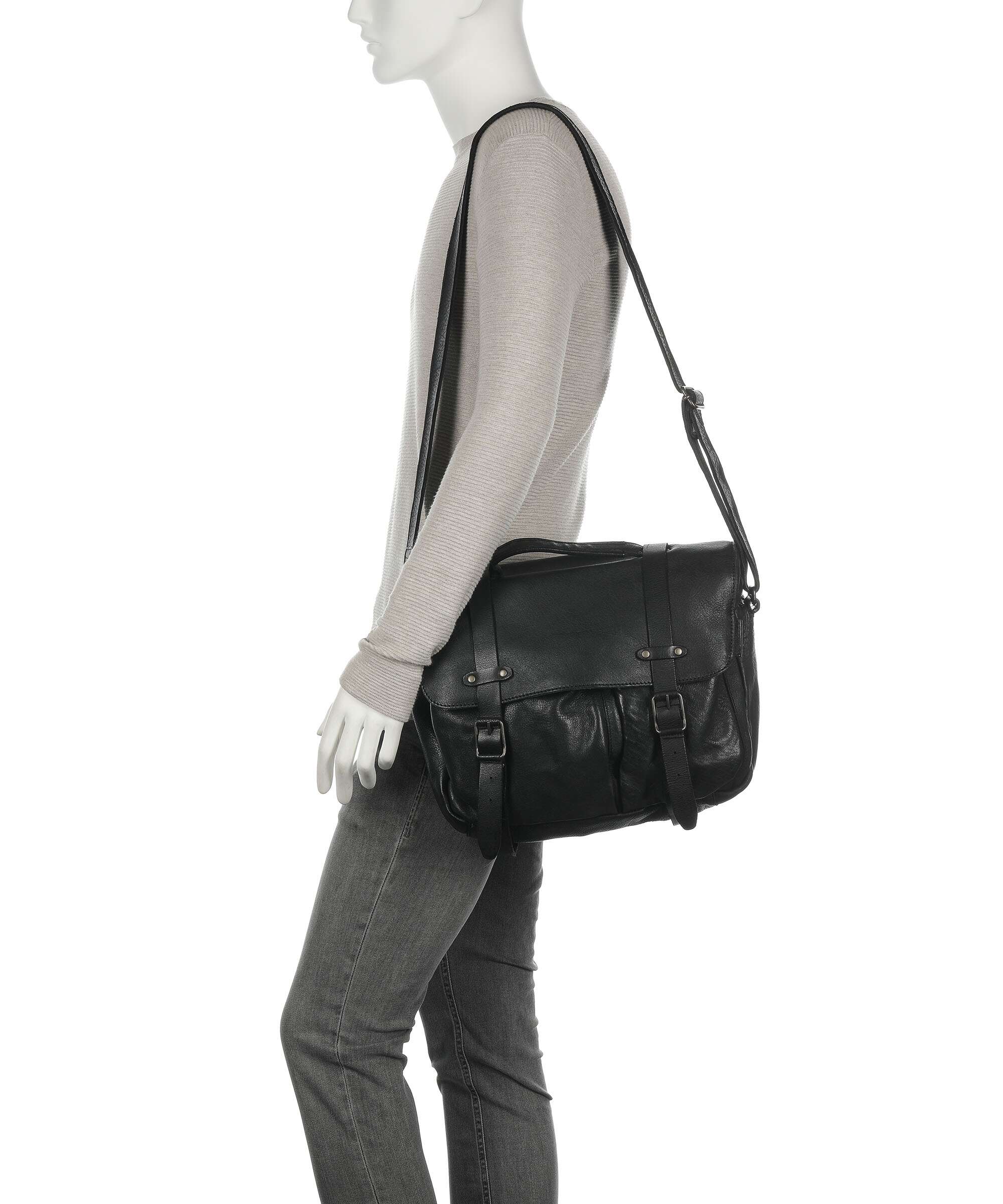 Aunts & Uncles Barbershop Bandholz Messenger bag charcoal black