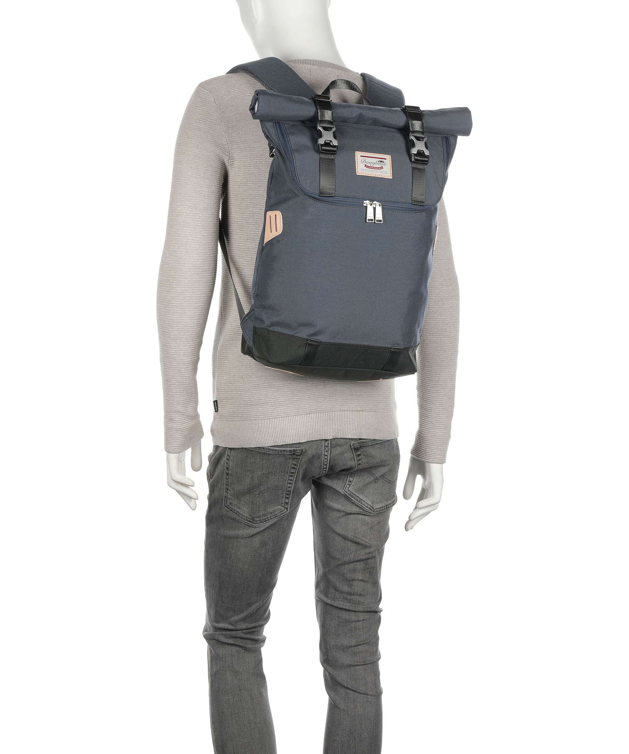 Doughnut Glossy Blocking Christopher Rolltop backpack navy/mustard