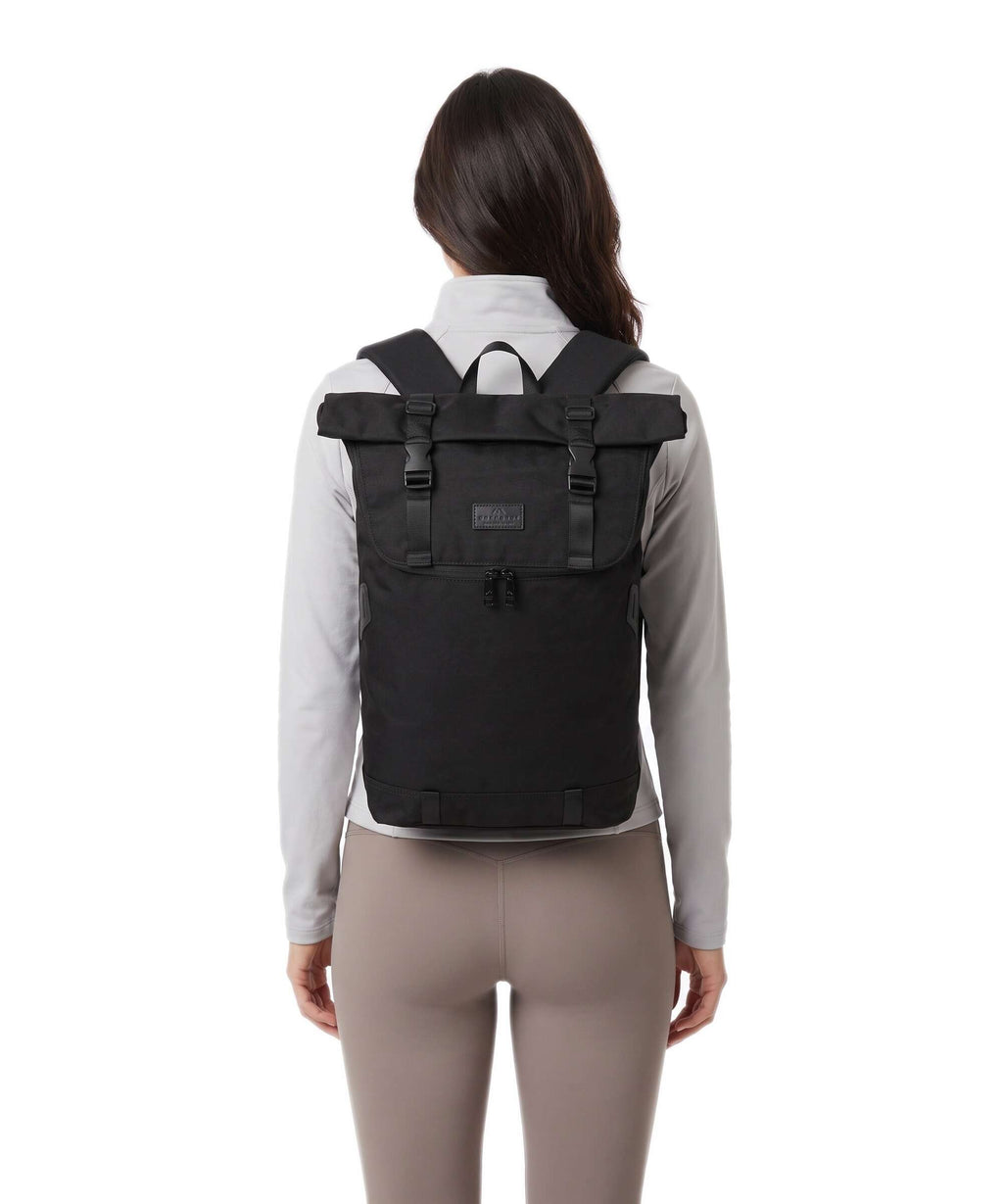 Doughnut Glossy Blocking Christopher Rolltop backpack black