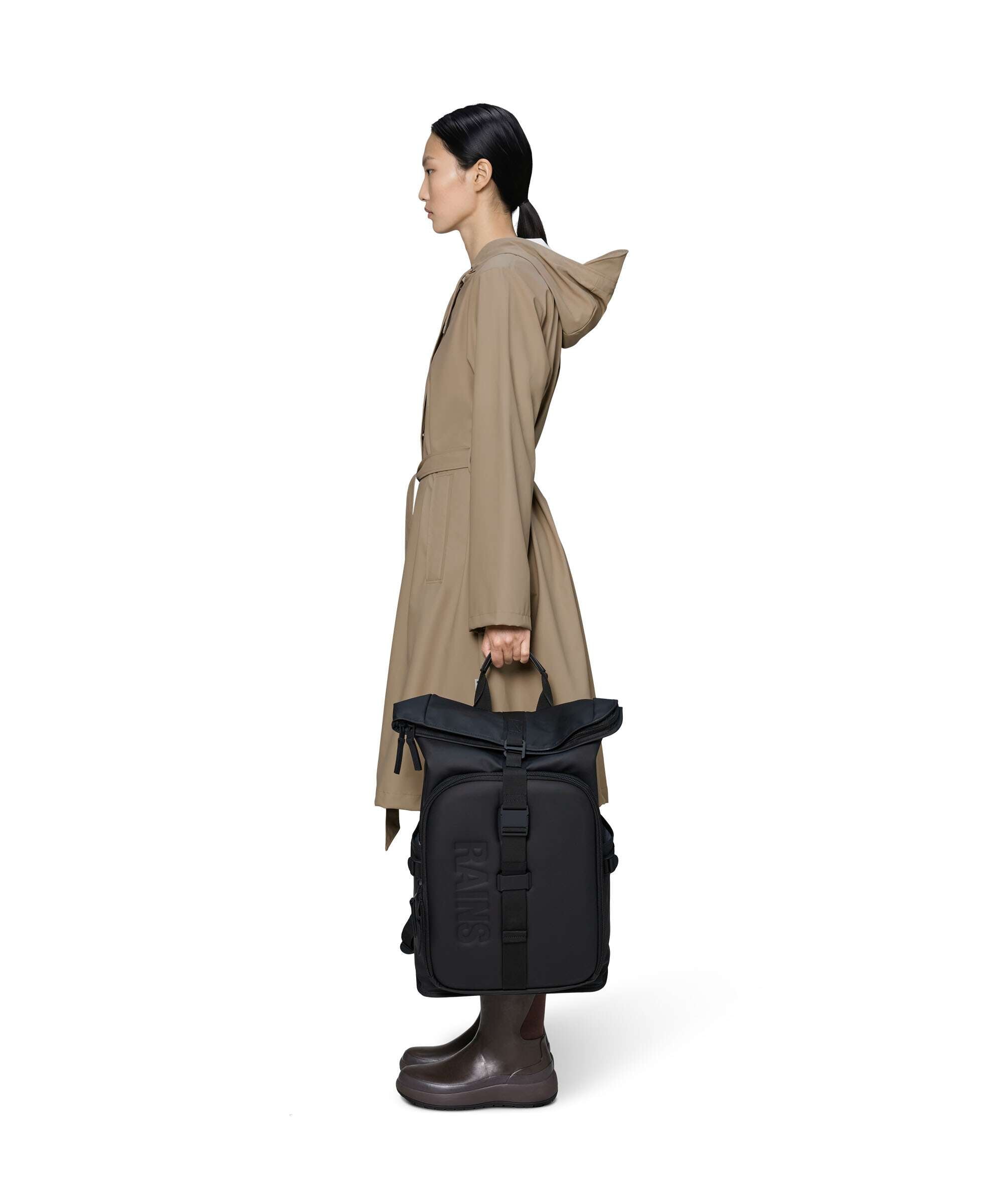 Rains Texel Moulded Rolltop backpack black
