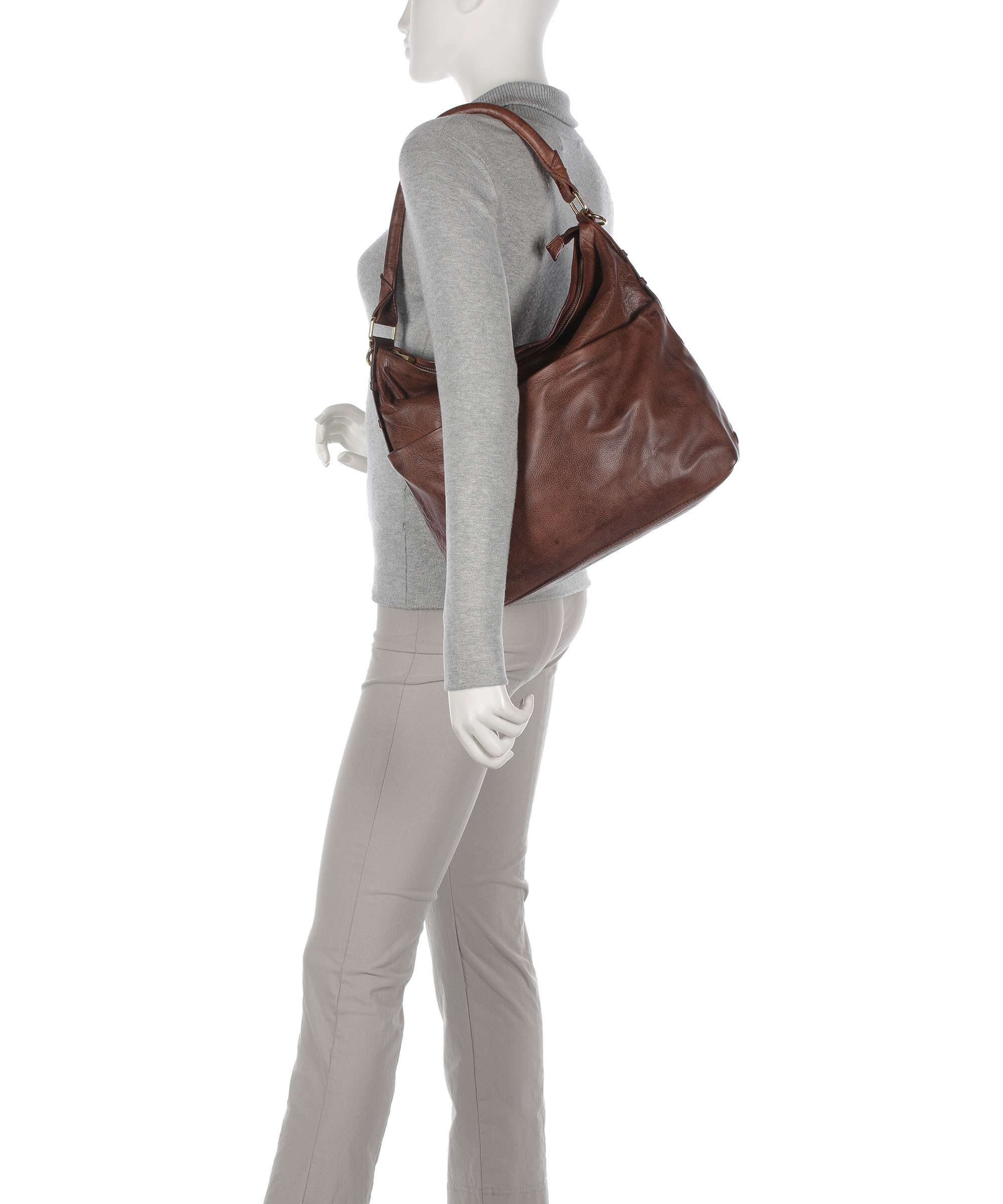 Depeche Golden Chic Hobo bag brandy