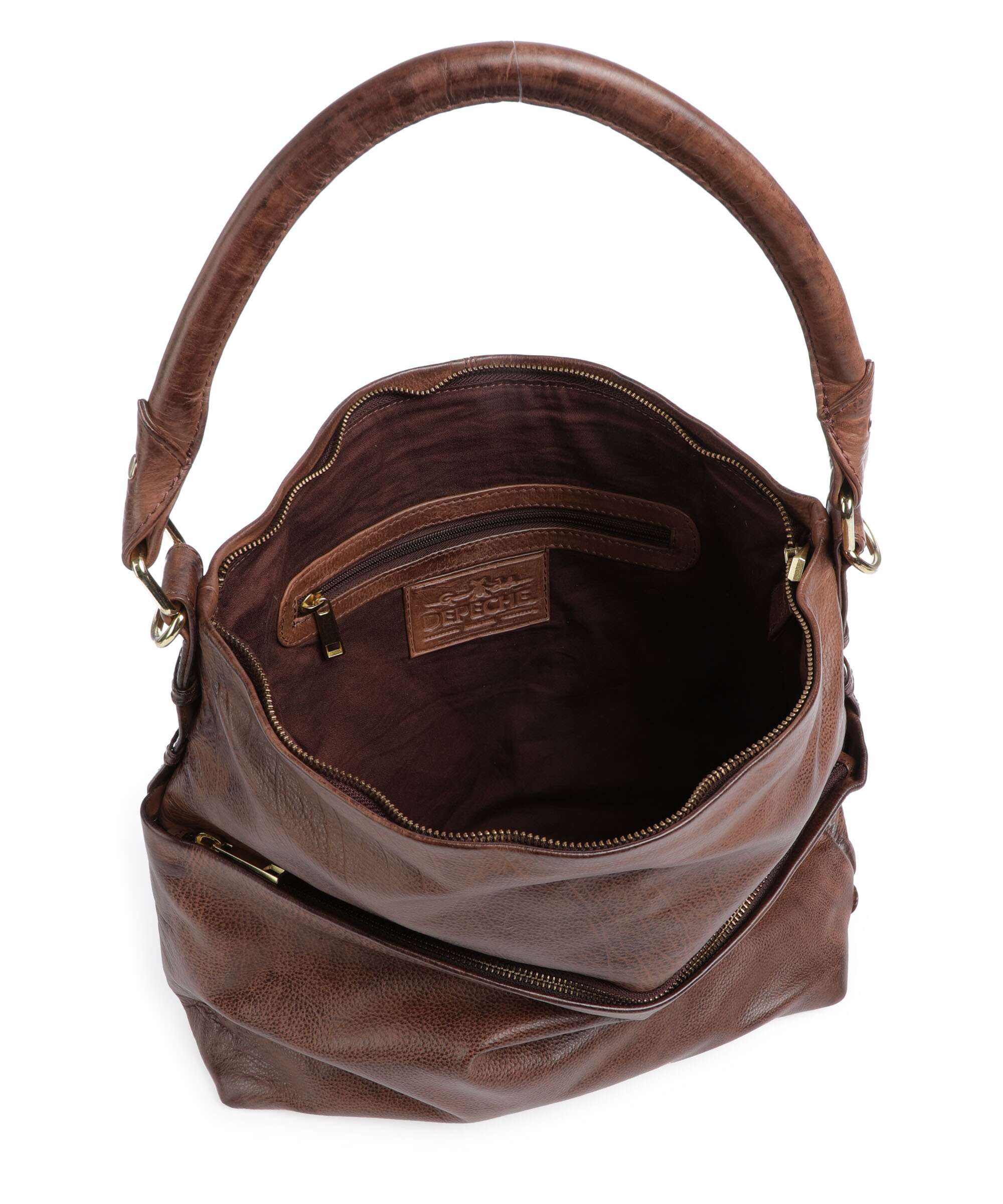 Depeche Golden Chic Hobo bag brandy