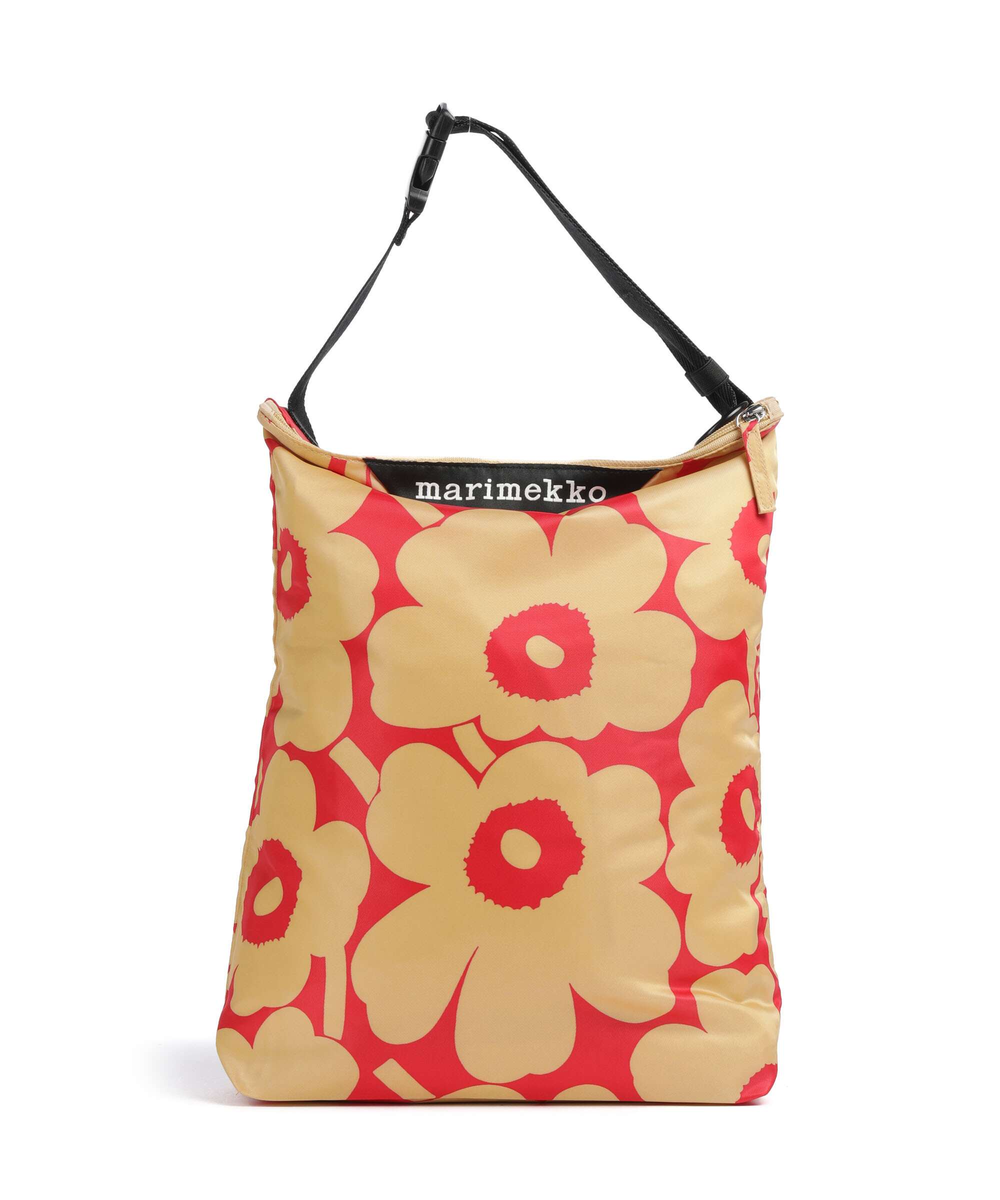 Marimekko Neat Unikko M Hobo bag light brown/red