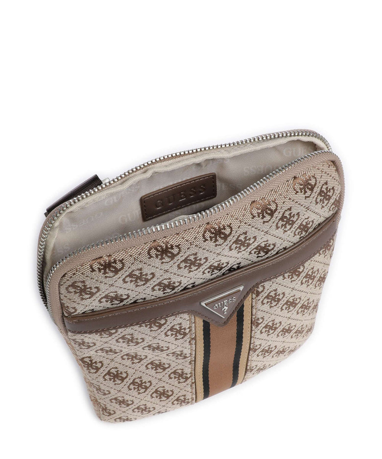 Guess Milano 4G Jacquard Stripe Crossbody bag beige/brown