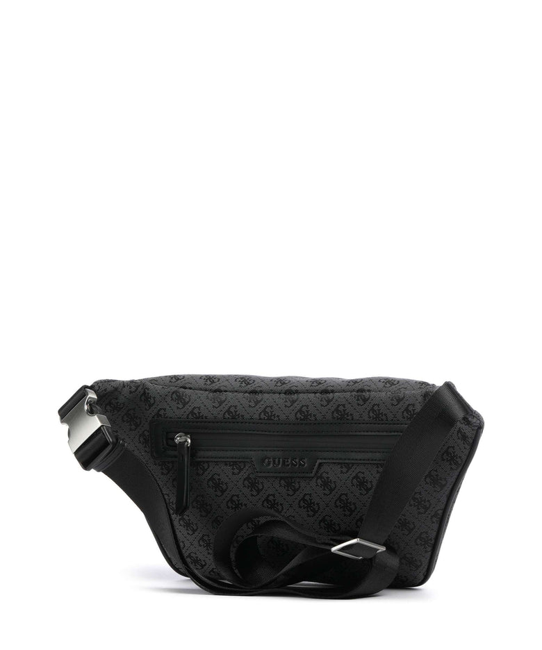 Guess Milano 4G Jacquard Stripe Belt bag coal/black
