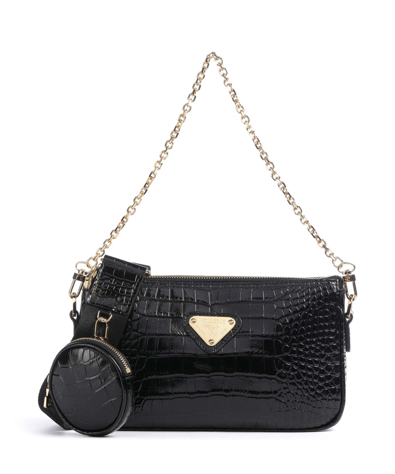 Maison Mollerus Croco Zell Shoulder bag classic schwarz