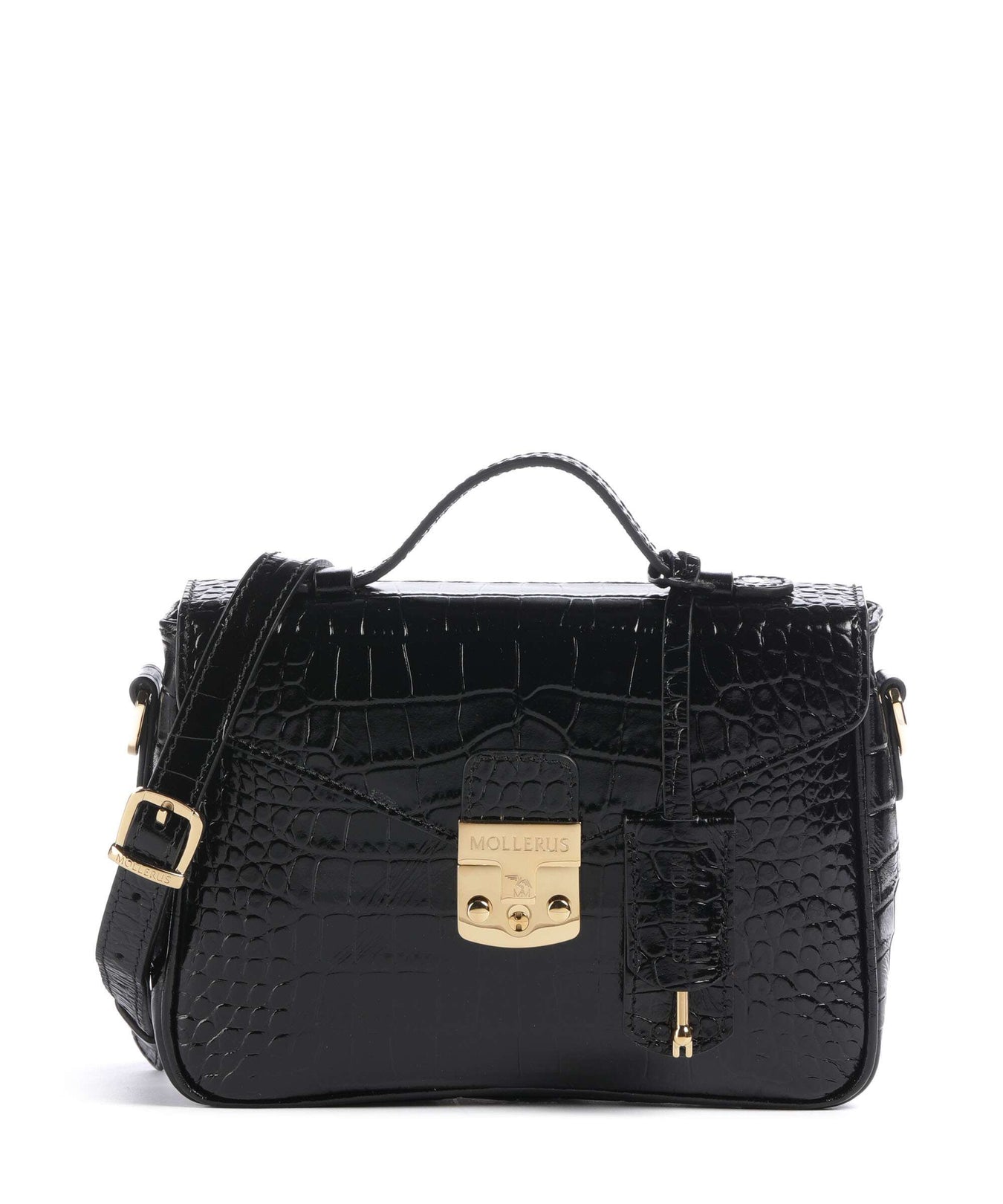 Maison Mollerus Croco Meyrin Crossbody bag classic schwarz