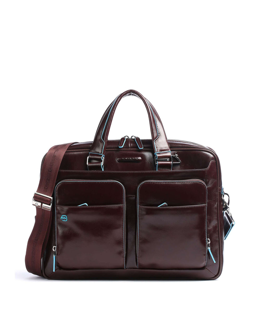 Piquadro Blue Square Briefcase mahogany
