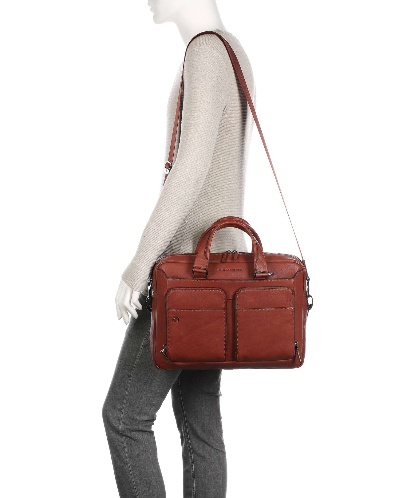 Piquadro Black Square Briefcase cuoio