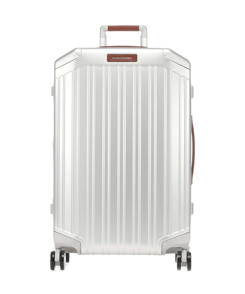 Piquadro Alu Spinner (4 wheels) grey/hide