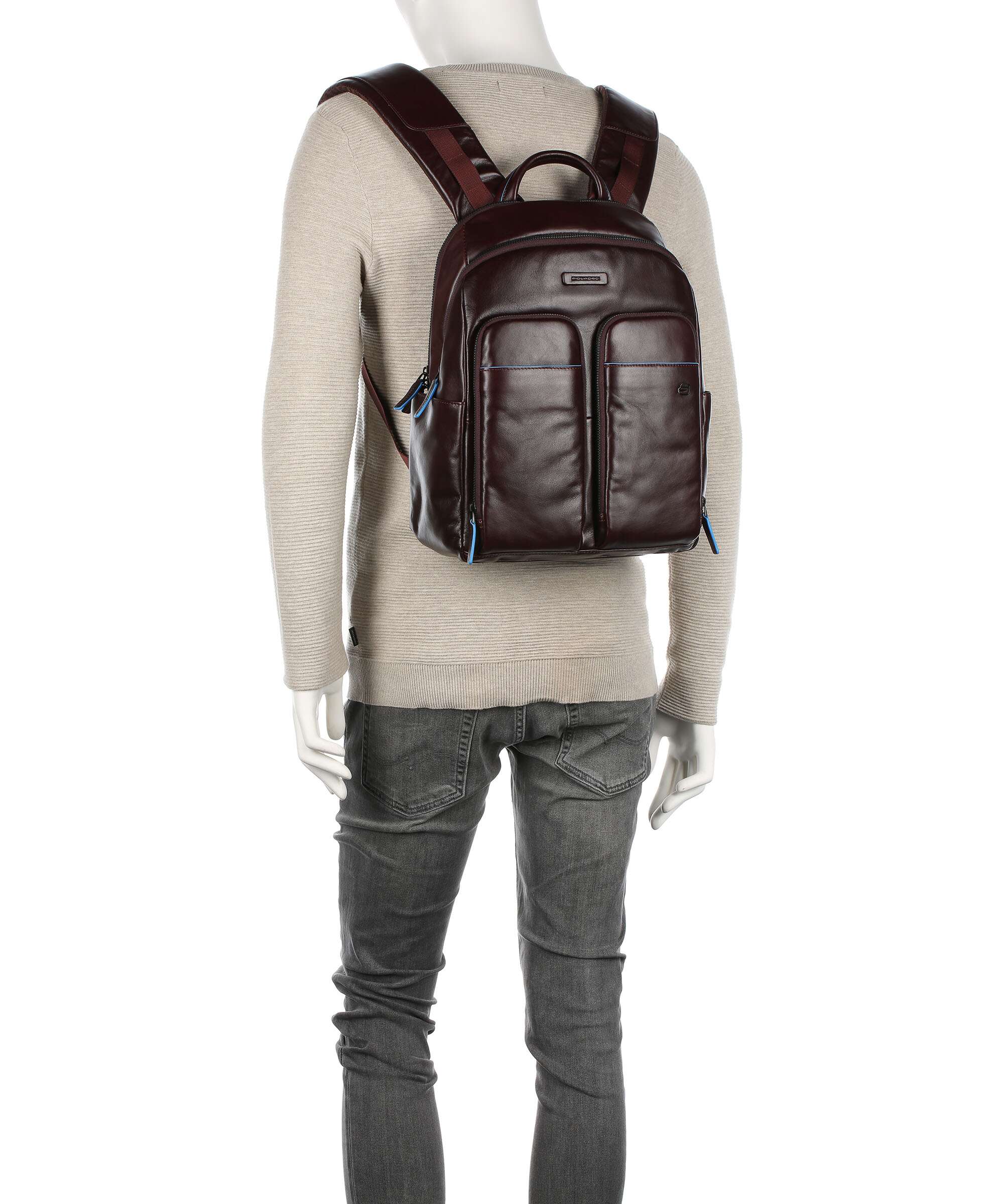 Piquadro Blue Square Revamp Laptop backpack mahogany