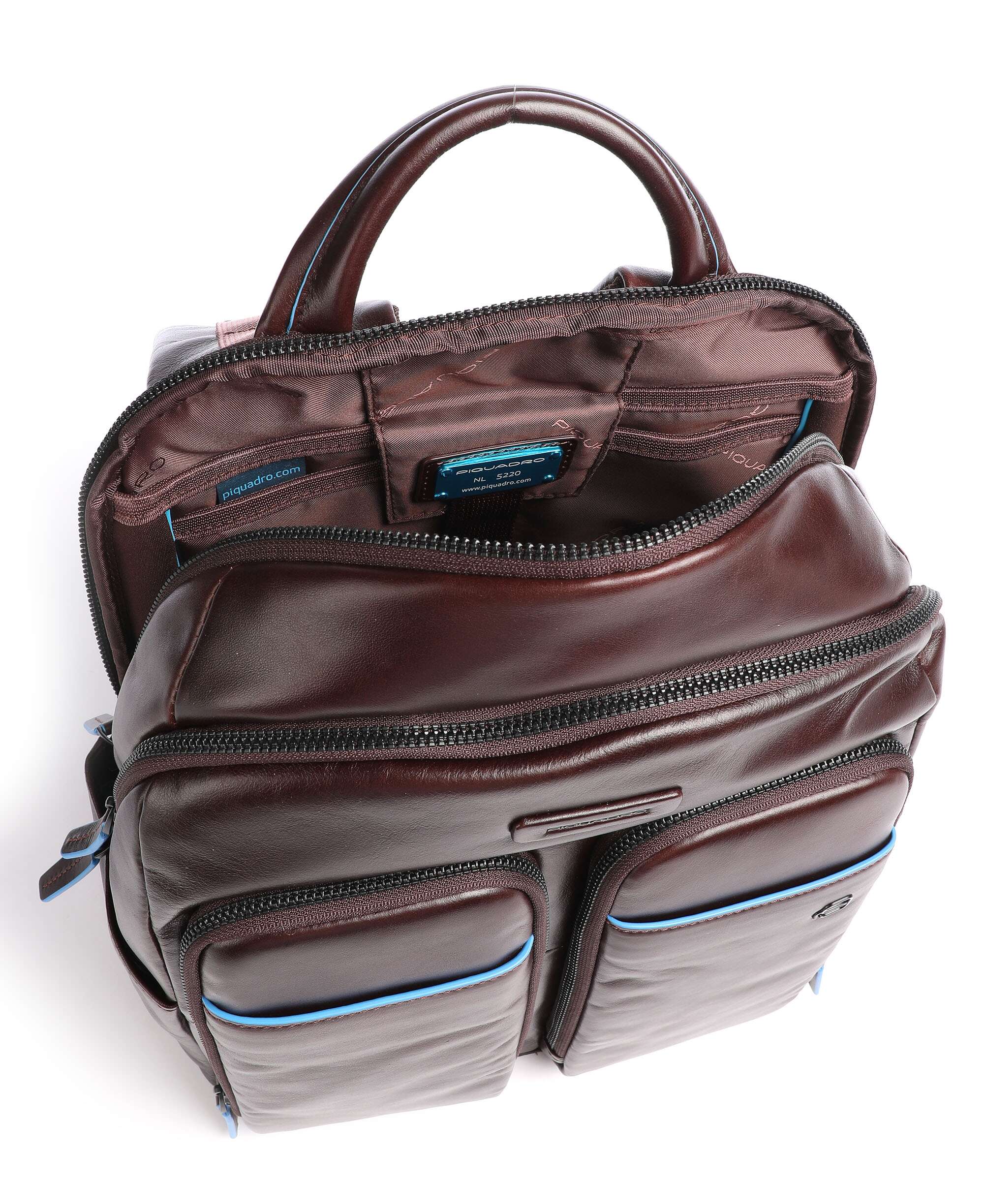 Piquadro Blue Square Revamp Laptop backpack mahogany