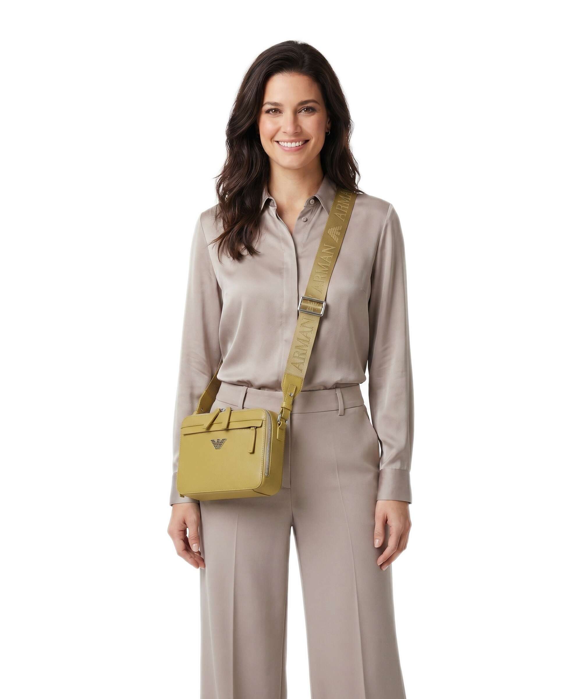 Emporio Armani Business Regenerated Crossbody bag ecru olive