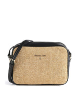 Patrizia Pepe Straw Crossover taske black/natural