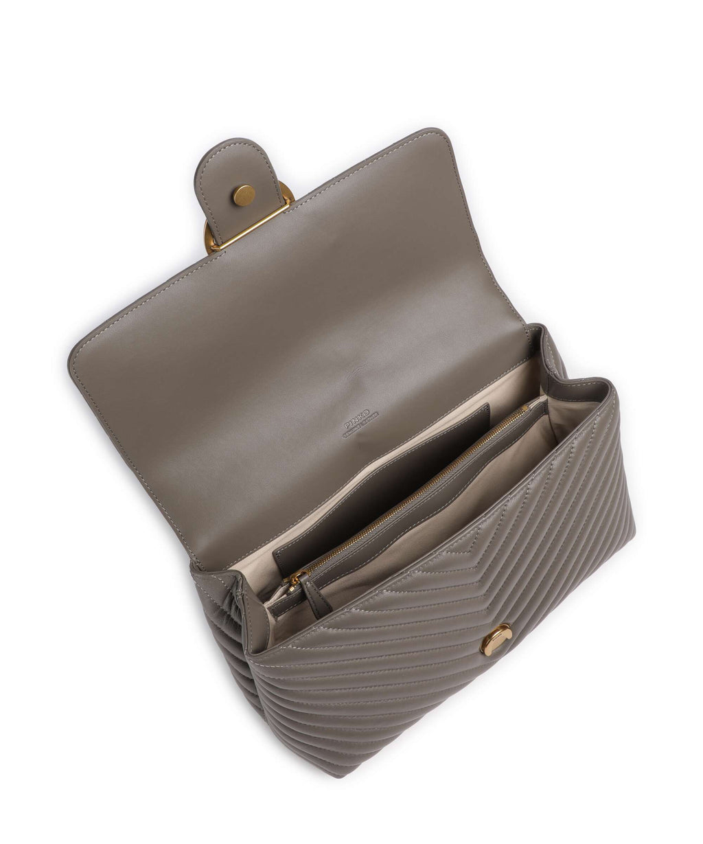 Pinko Love Lady Puff Big Handbag grigio asfalto/antique gold