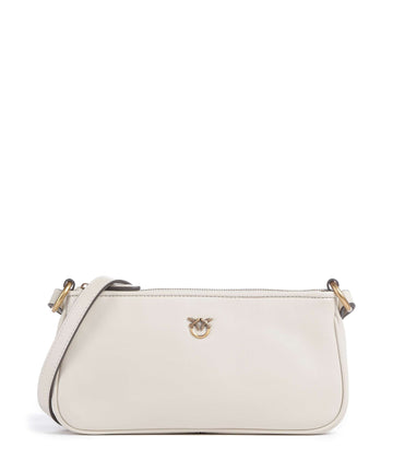 Pinko Half Moon Mini Crossover taske bianco seta/antique gold