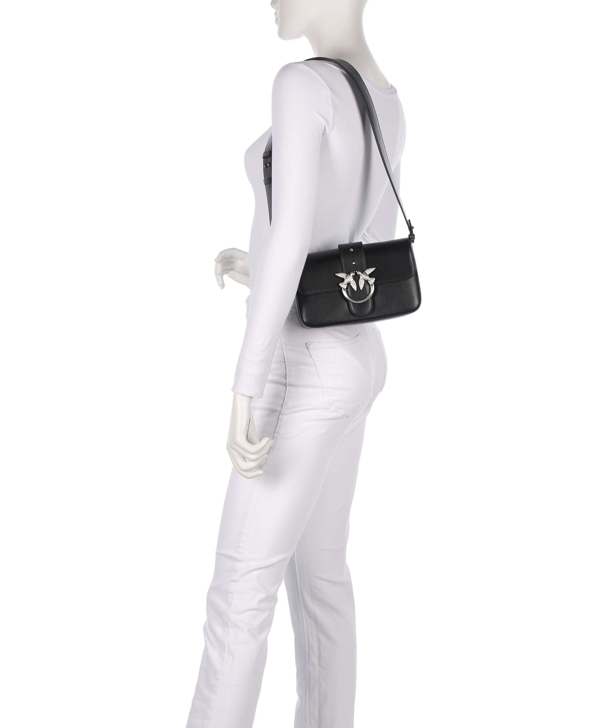 Pinko Love One Mini Slouchy Shoulder bag nero limousine/matt silver