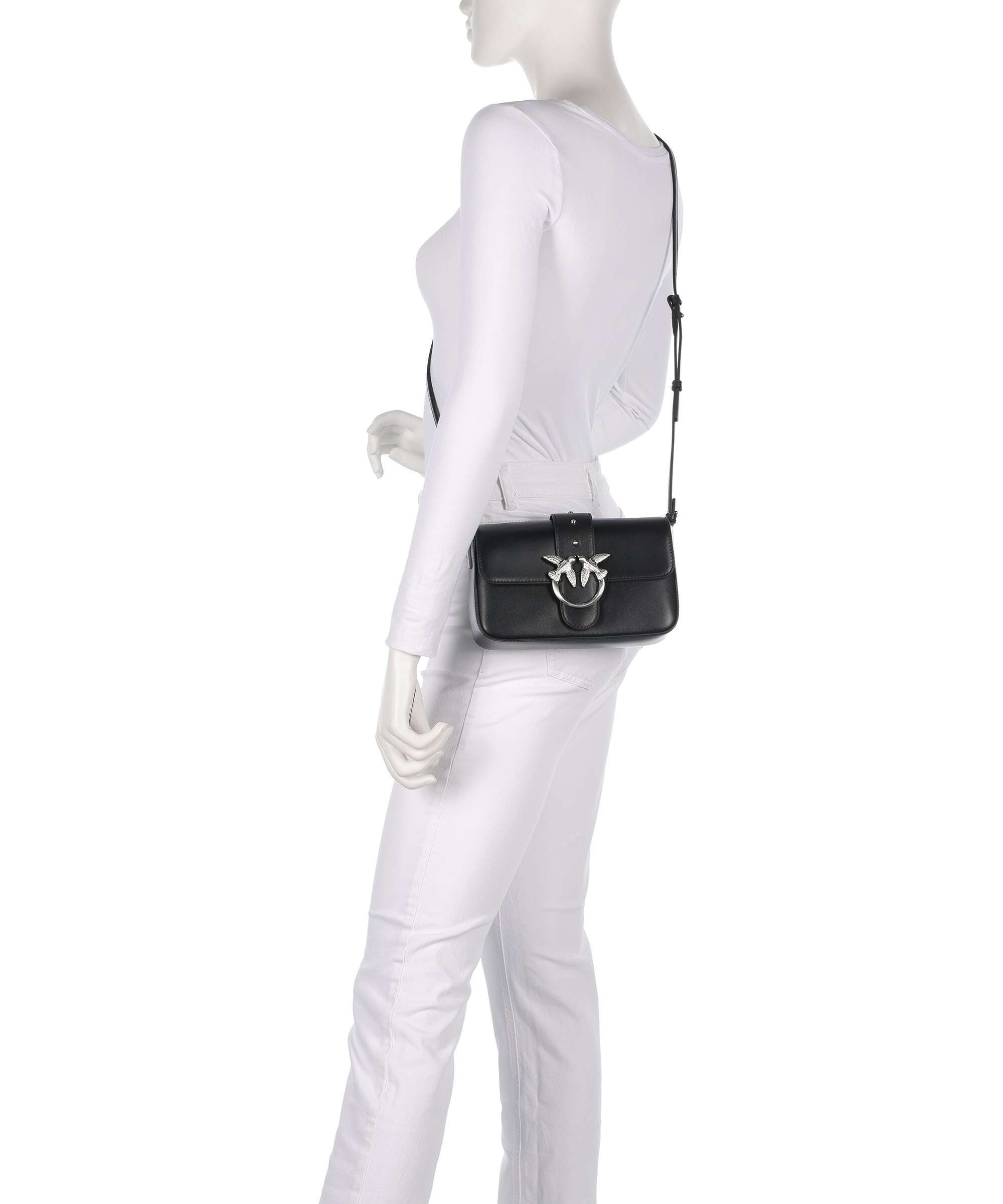 Pinko Love One Mini Slouchy Shoulder bag nero limousine/matt silver